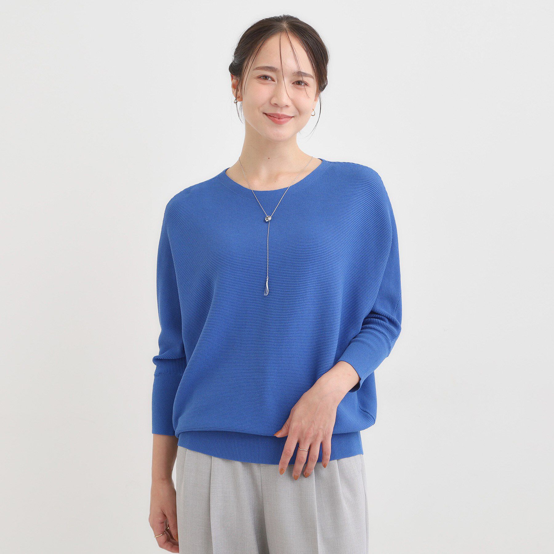 SHOO･LA･RUE「【洗える/毛玉になりにくい/UV】 ガータードルマン 7分袖ニット」|ニット・セーター|