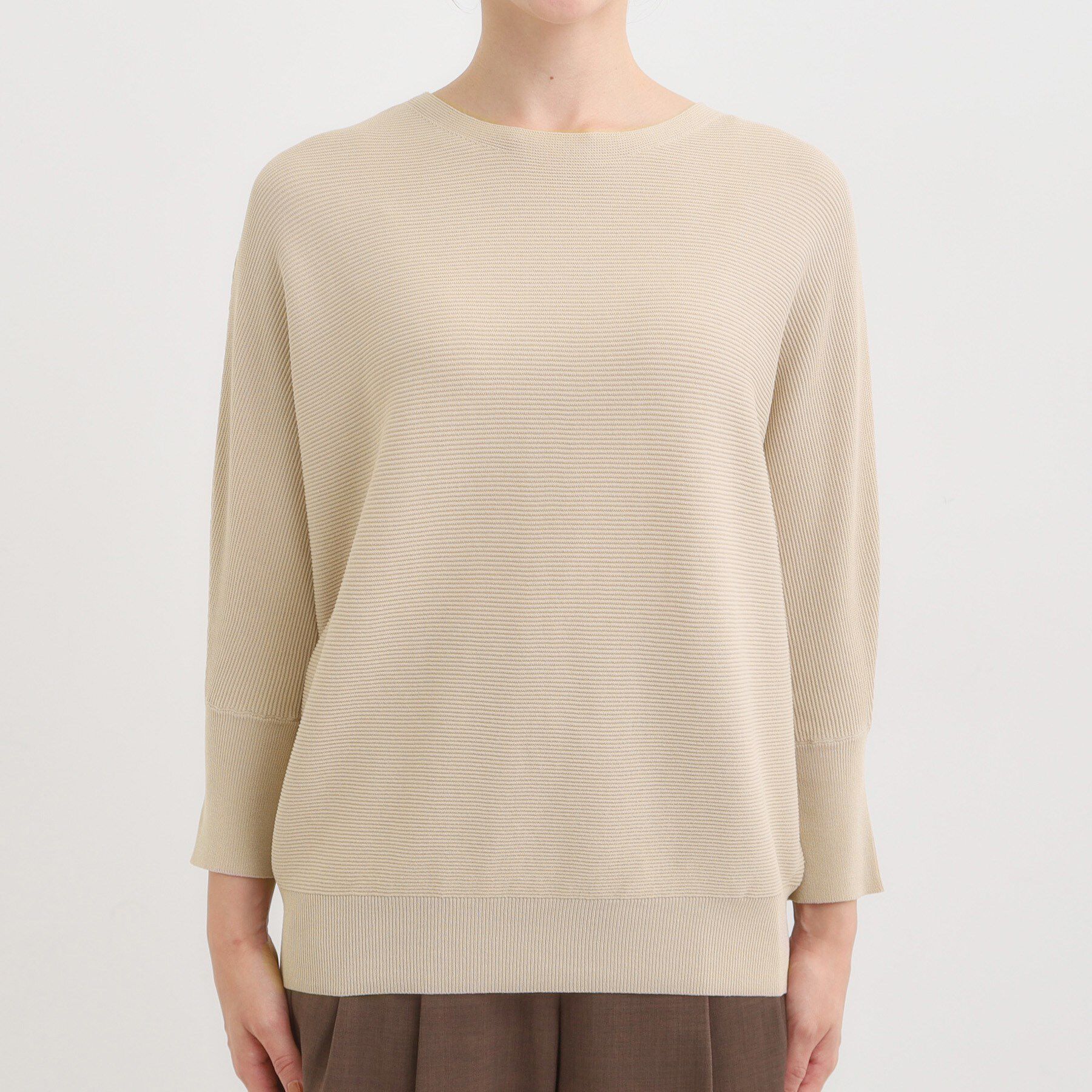 SHOO･LA･RUE「【洗える/毛玉になりにくい/UV】 ガータードルマン 7分袖ニット」|ニット・セーター|