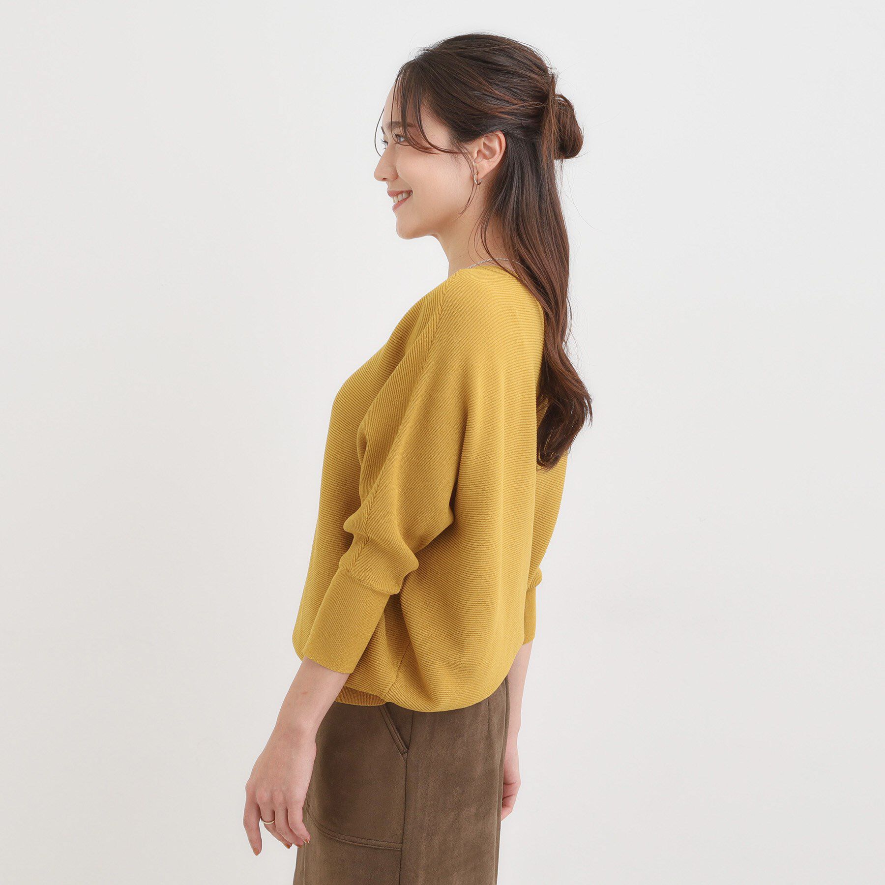 SHOO･LA･RUE「【洗える/毛玉になりにくい/UV】 ガータードルマン 7分袖ニット」|ニット・セーター|