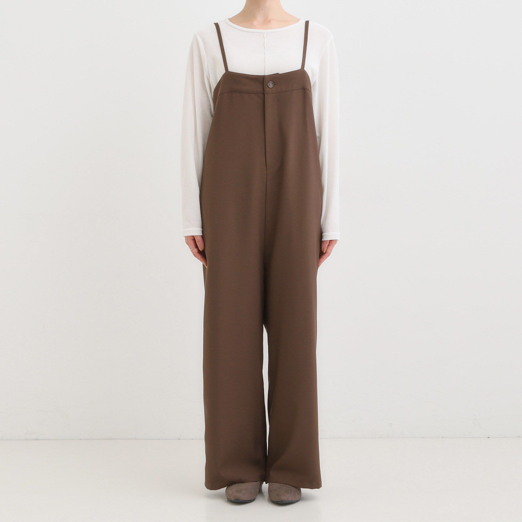 SHOO･LA･RUE「【S-LL】大人カジュアルに ベアトップ風 キャミサロペット」|オールインワン|