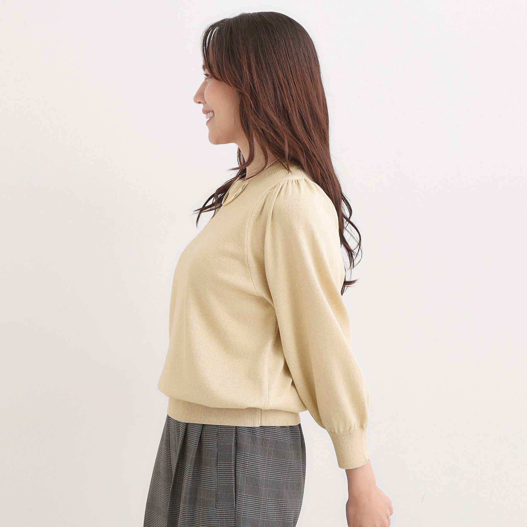 SHOO･LA･RUE「【洗濯機可/S-LL/アンサンブル可】8分袖で手元を華奢に魅せる さらっとタッチニット」|ニット・セーター|