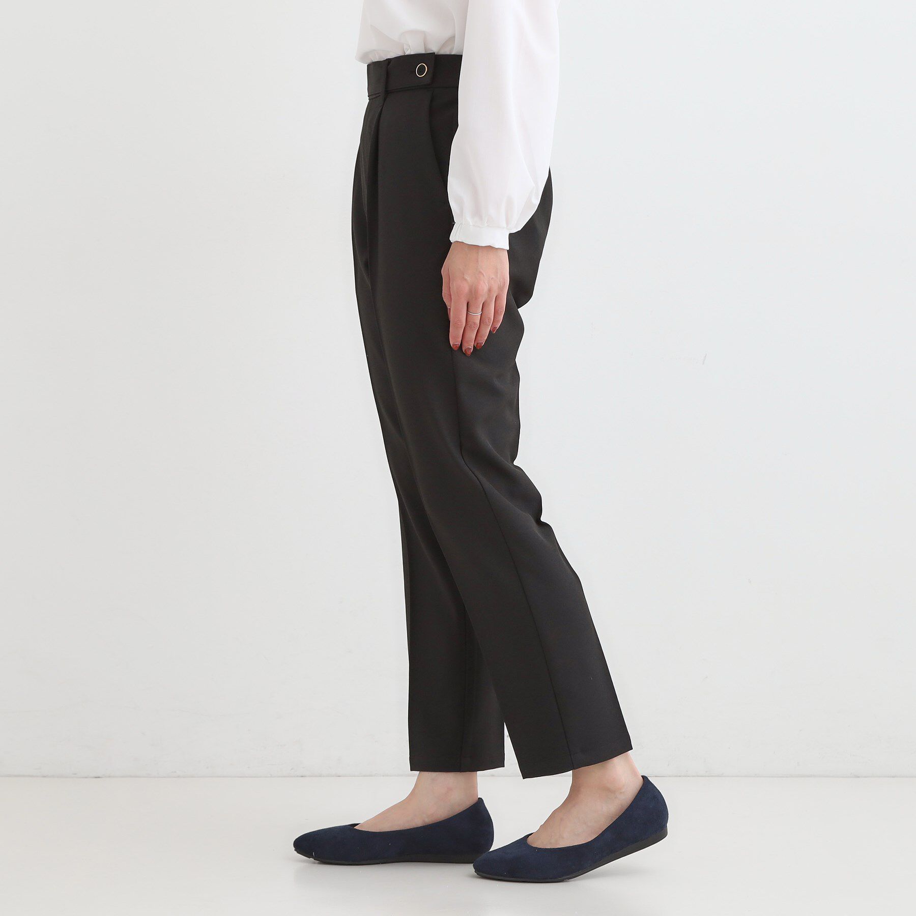 SHOO･LA･RUE「【S-LL/チェック柄アソート】脚のラインをきれいに見せる タックテーパードパンツ」|その他|