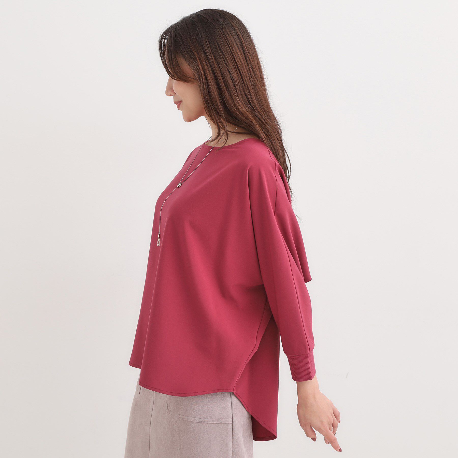 SHOO･LA･RUE「【洗濯後しわになりにくい】1枚でサマ見え 8分袖ドルマンブラウス」|シャツ・ブラウス|