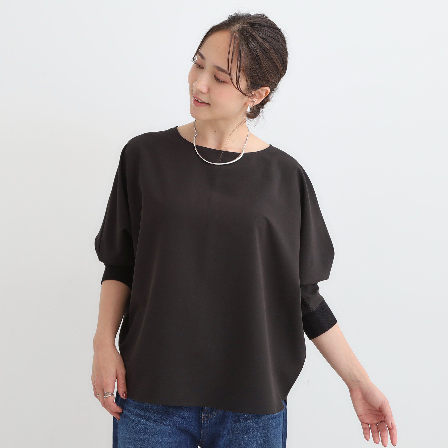 SHOO･LA･RUE「【洗濯後しわになりにくい】1枚でサマ見え 8分袖ドルマンブラウス」|シャツ・ブラウス|