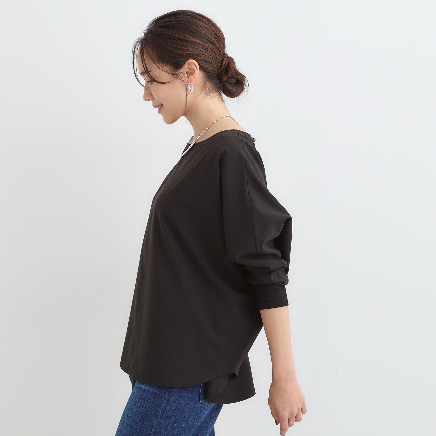 SHOO･LA･RUE「【洗濯後しわになりにくい】1枚でサマ見え 8分袖ドルマンブラウス」|シャツ・ブラウス|