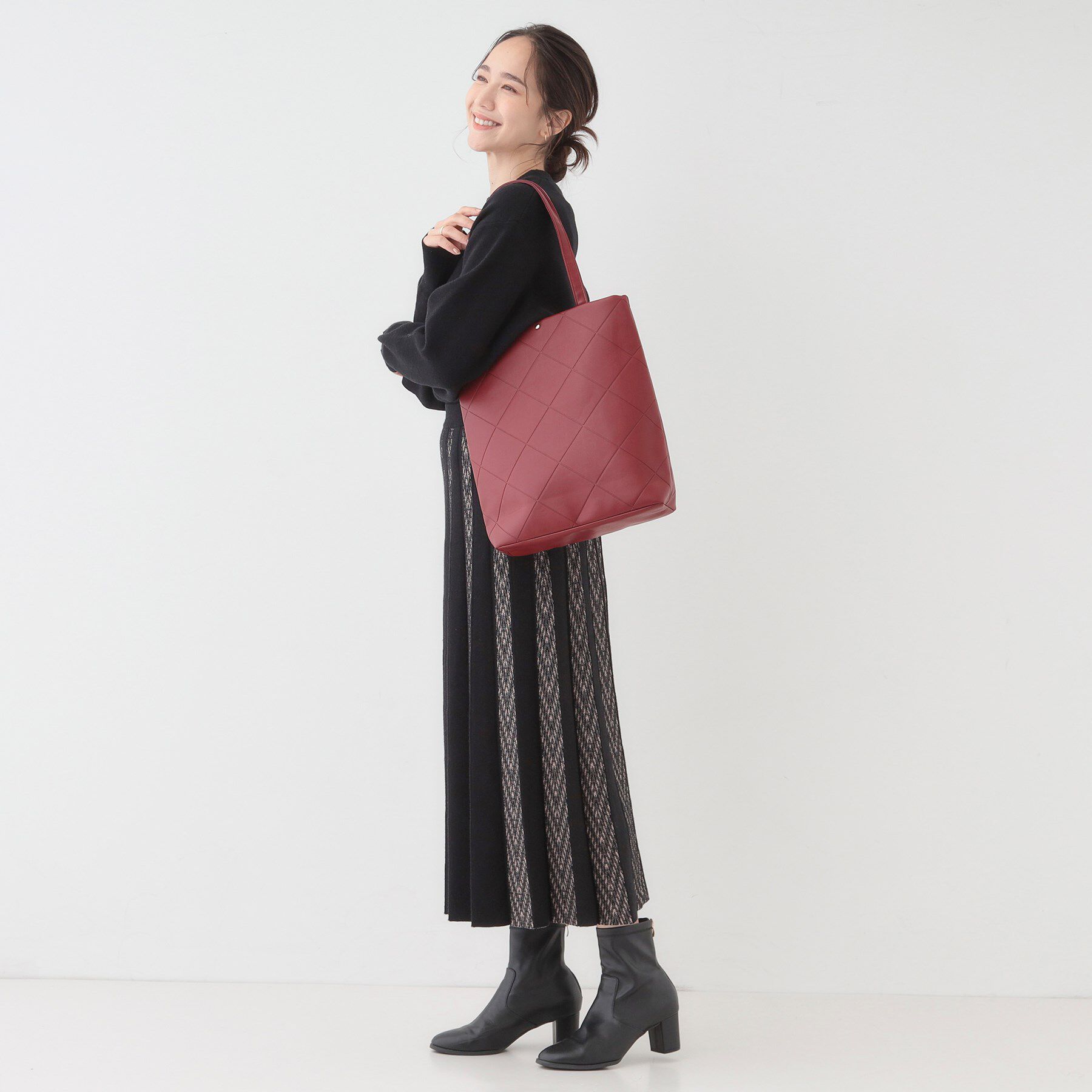 SHOO･LA･RUE「バイアスチェック型押しトートバッグ」|トートバッグ|