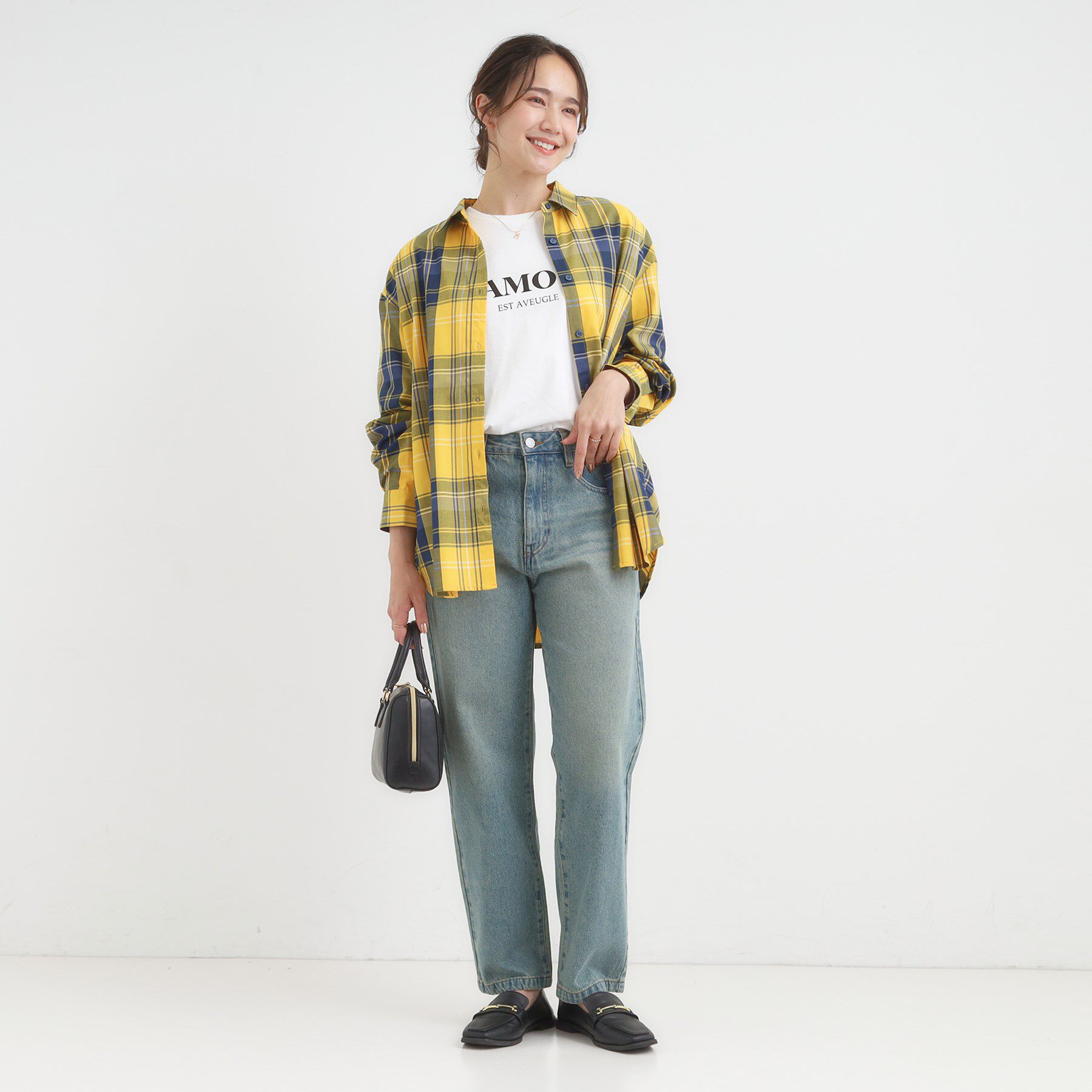 SHOO･LA･RUE「【洗濯機可/S-LL】程よいゆとりと抜け感 大人のチェックシャツ」|シャツ・ブラウス|