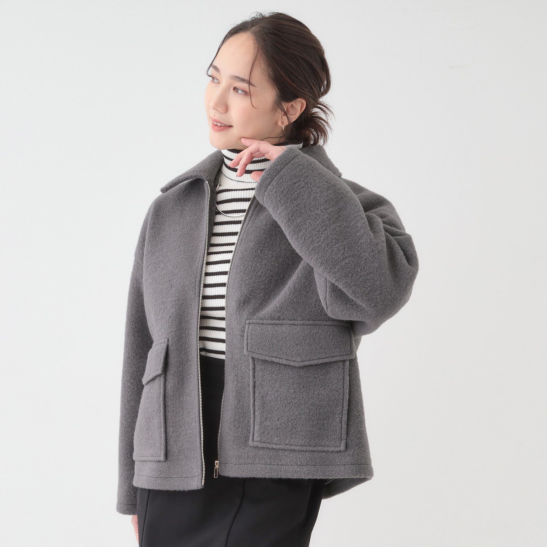 SHOO･LA･RUE「【S-LL】大人カジュアルコーデに 襟付きZIPブルゾン」|ブルゾン・スタジャン|