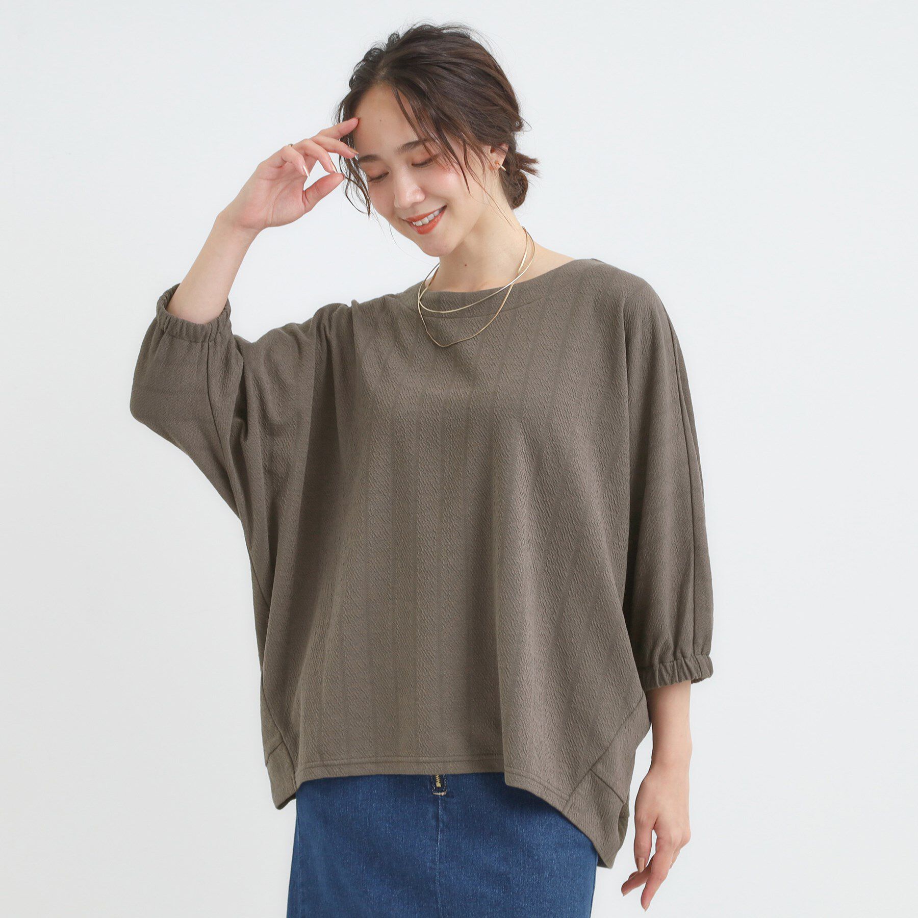 SHOO･LA･RUE「【S-LL/7分袖】さらっとしたタッチ ゆるシルエットが心地よいドルマントップス」|Tシャツ・カットソー|