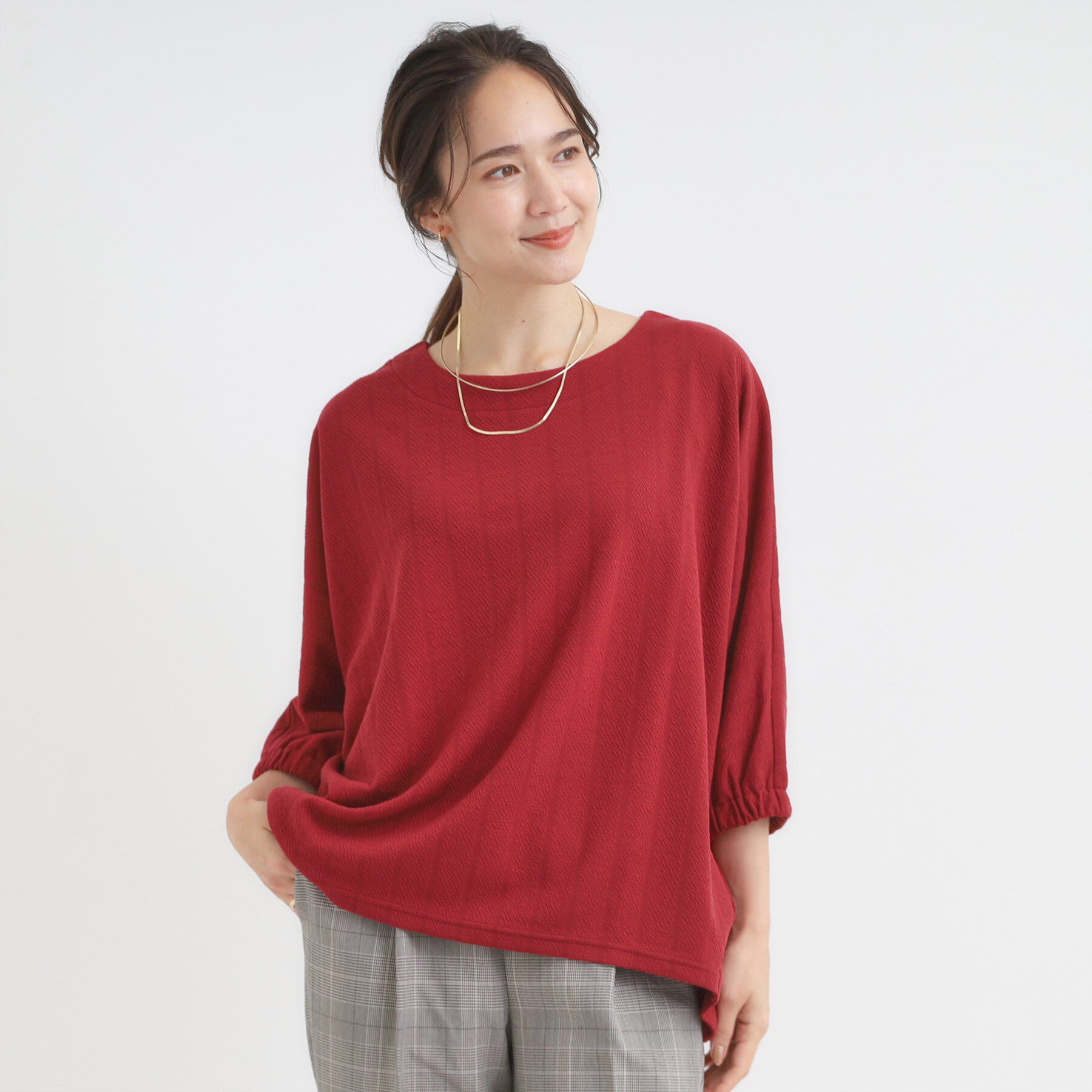 SHOO･LA･RUE「【S-LL/7分袖】さらっとしたタッチ ゆるシルエットが心地よいドルマントップス」|Tシャツ・カットソー|