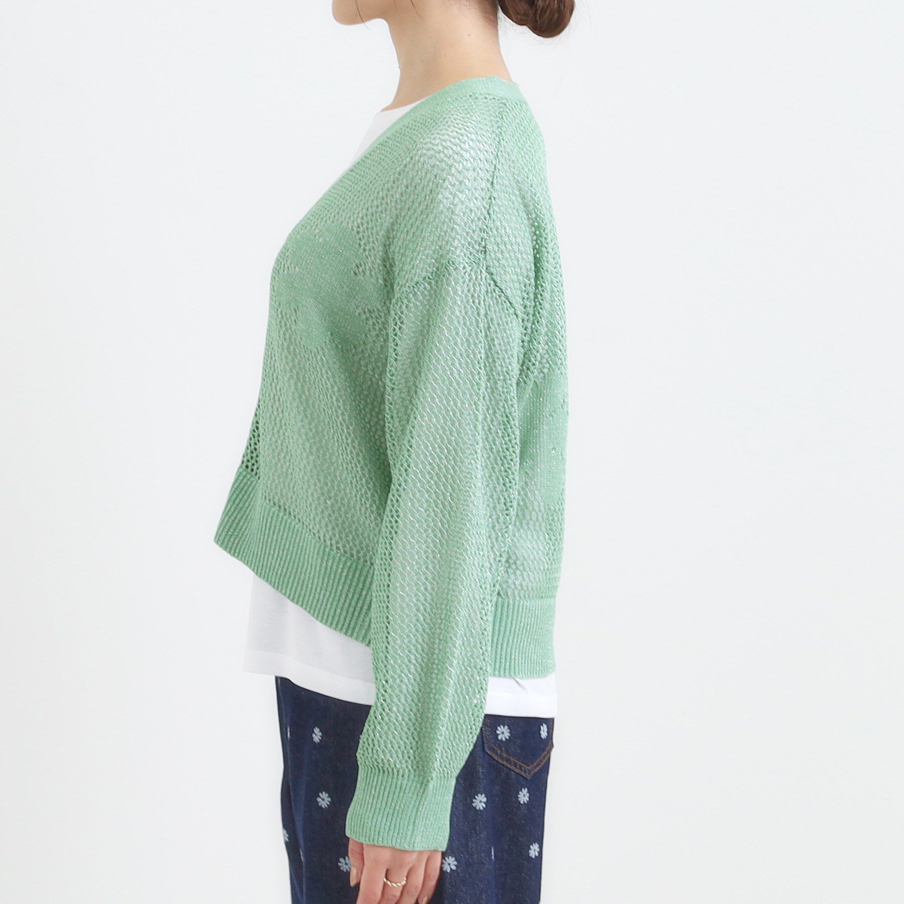 SHOO･LA･RUE「【2点セット】ラメメッシュニットカーディガン＋ロンTセット」|カーディガン|