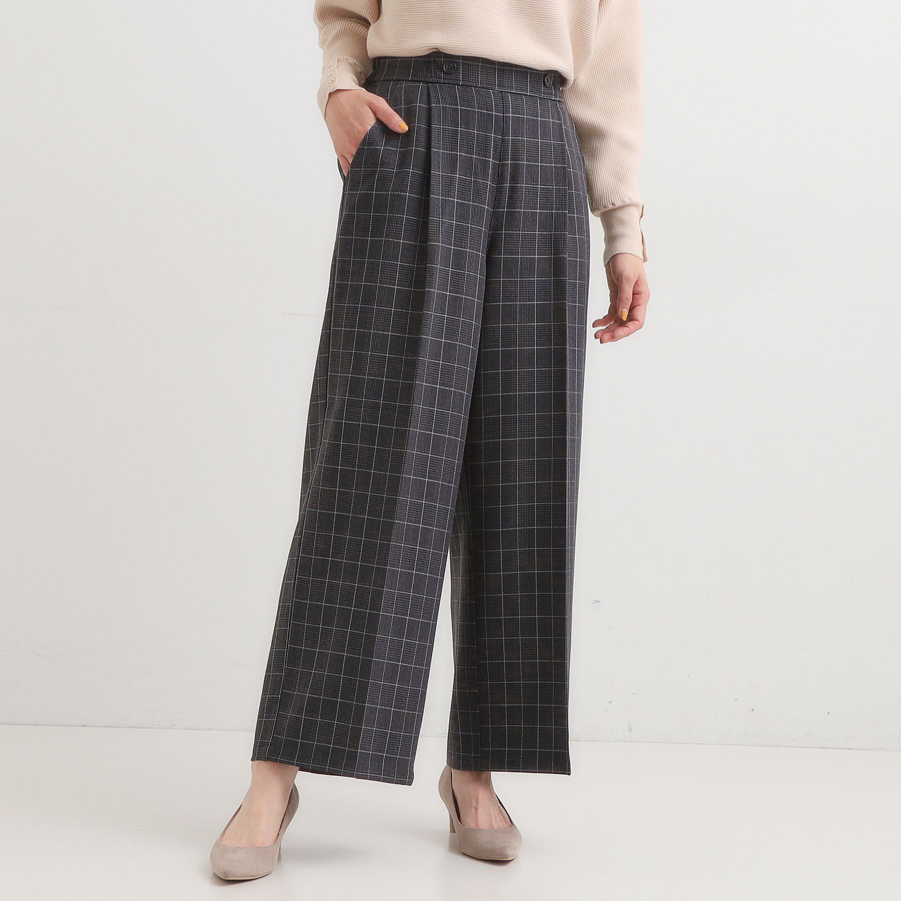 SHOO･LA･RUE「【着丈選べる】大人のきれいめスタイルに ウールフィール ワイドパンツ」|その他|