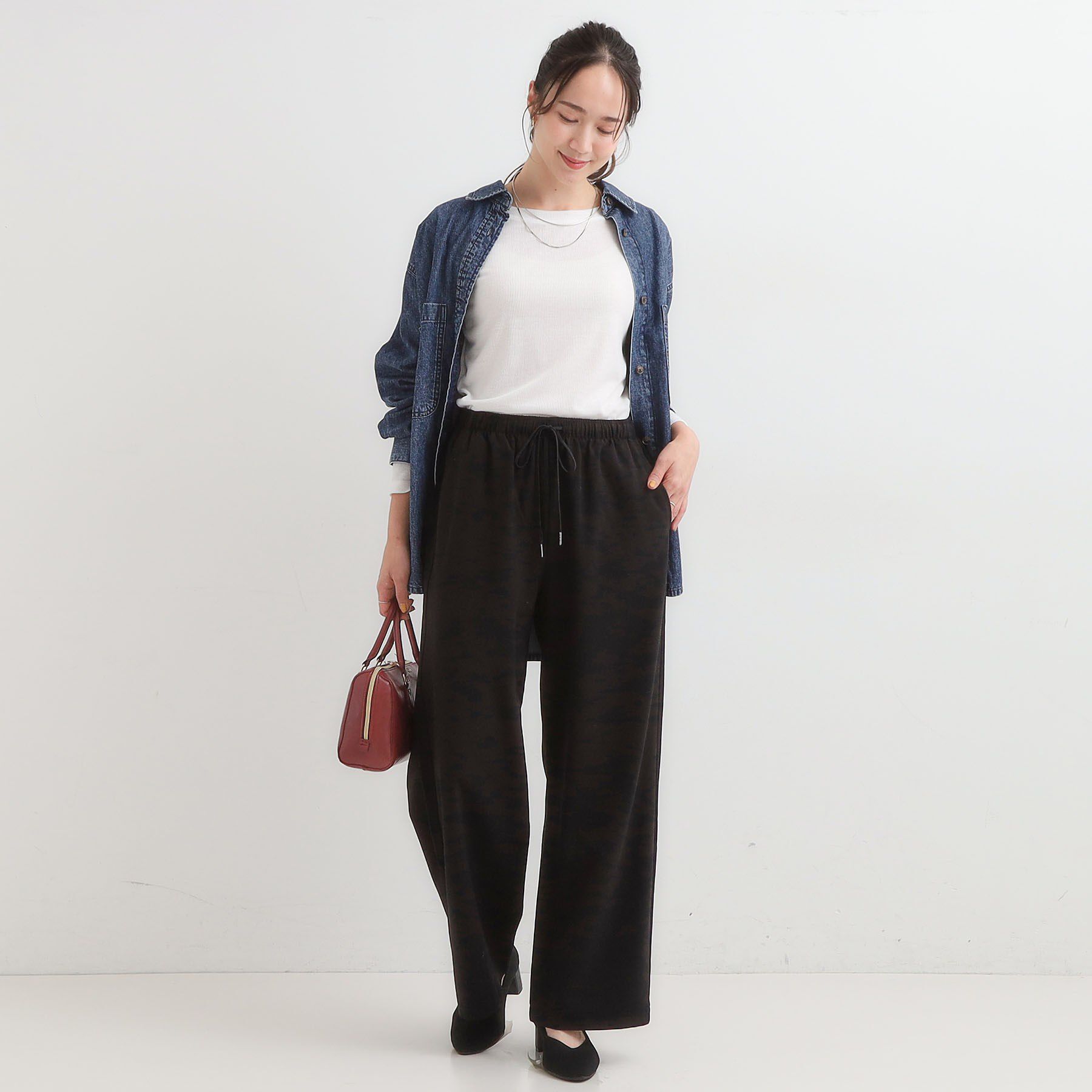 SHOO･LA･RUE「【S-LL/体型カバー】上品なとろみが魅力 イージーワイドパンツ」|その他|