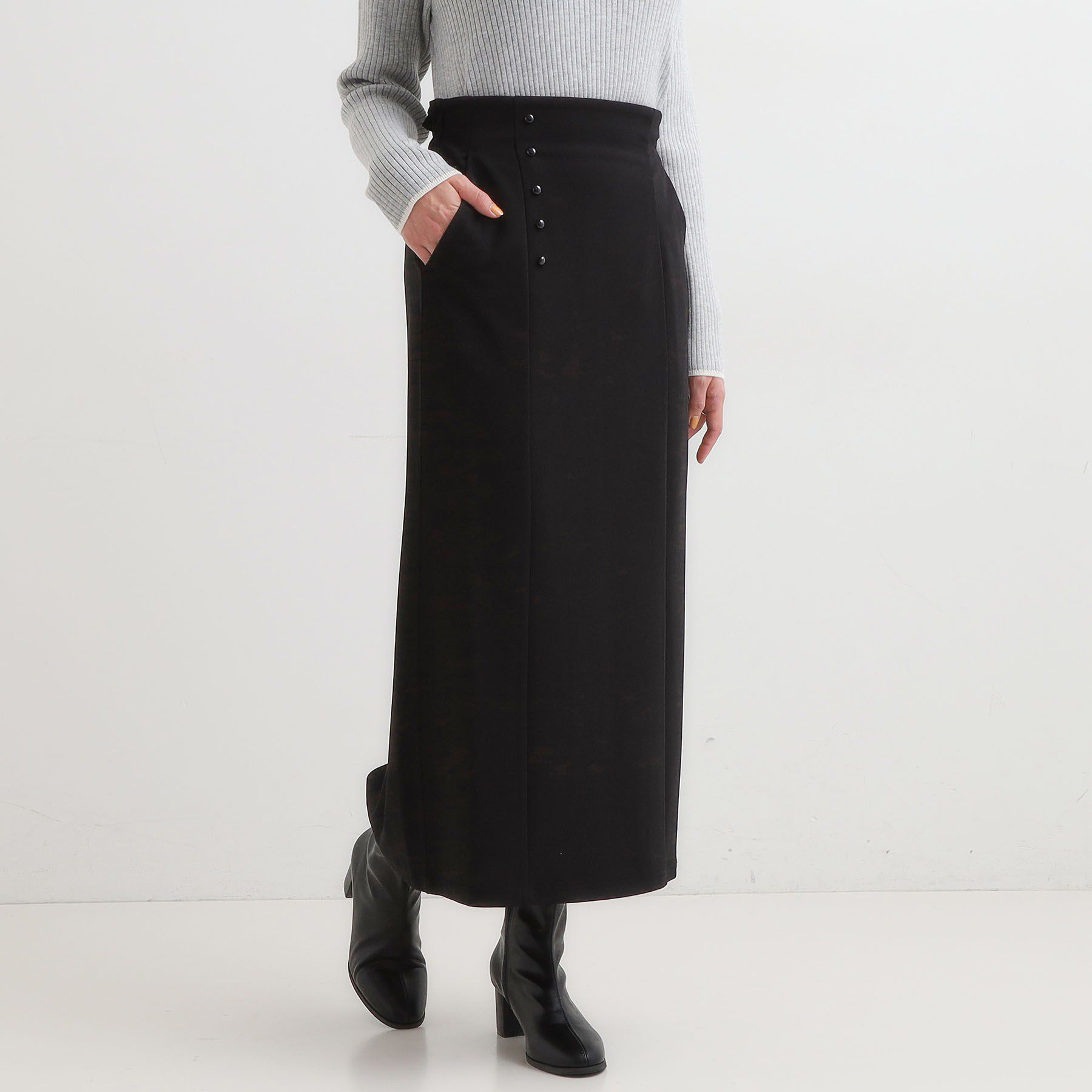 SHOO･LA･RUE「【洗濯後しわになりにくい】ポケット付き ナロースカート」|スカート|ブラック(019)