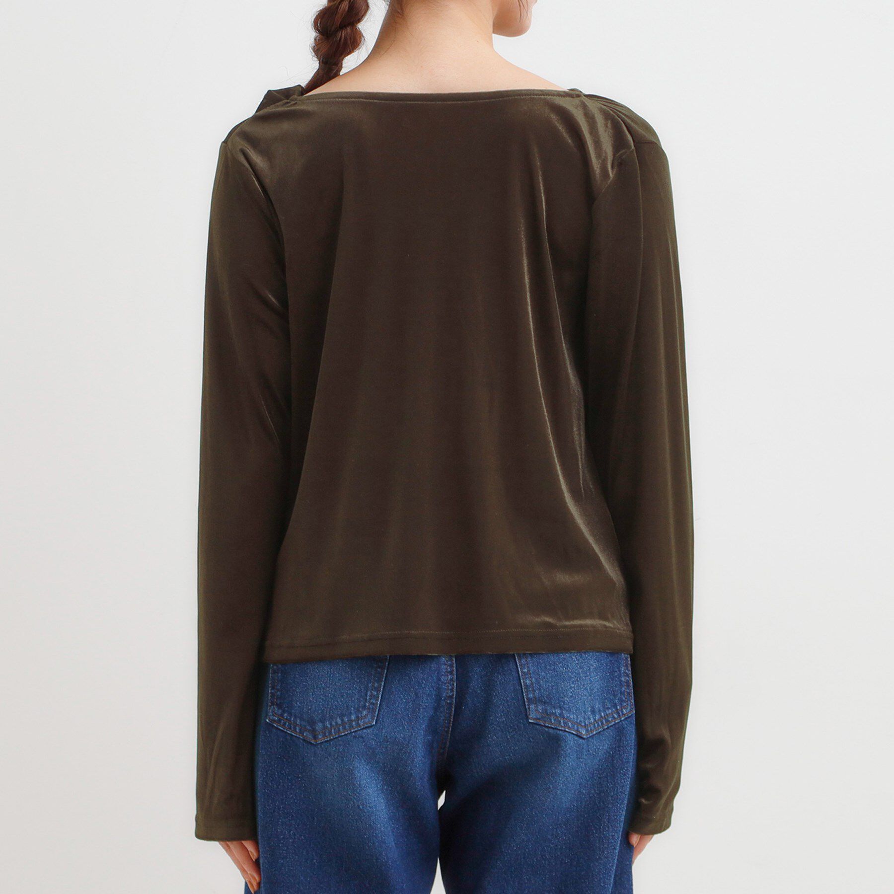 SHOO･LA･RUE「【S-LL】ベロア調ドレープデザインカットソー」|Tシャツ・カットソー|