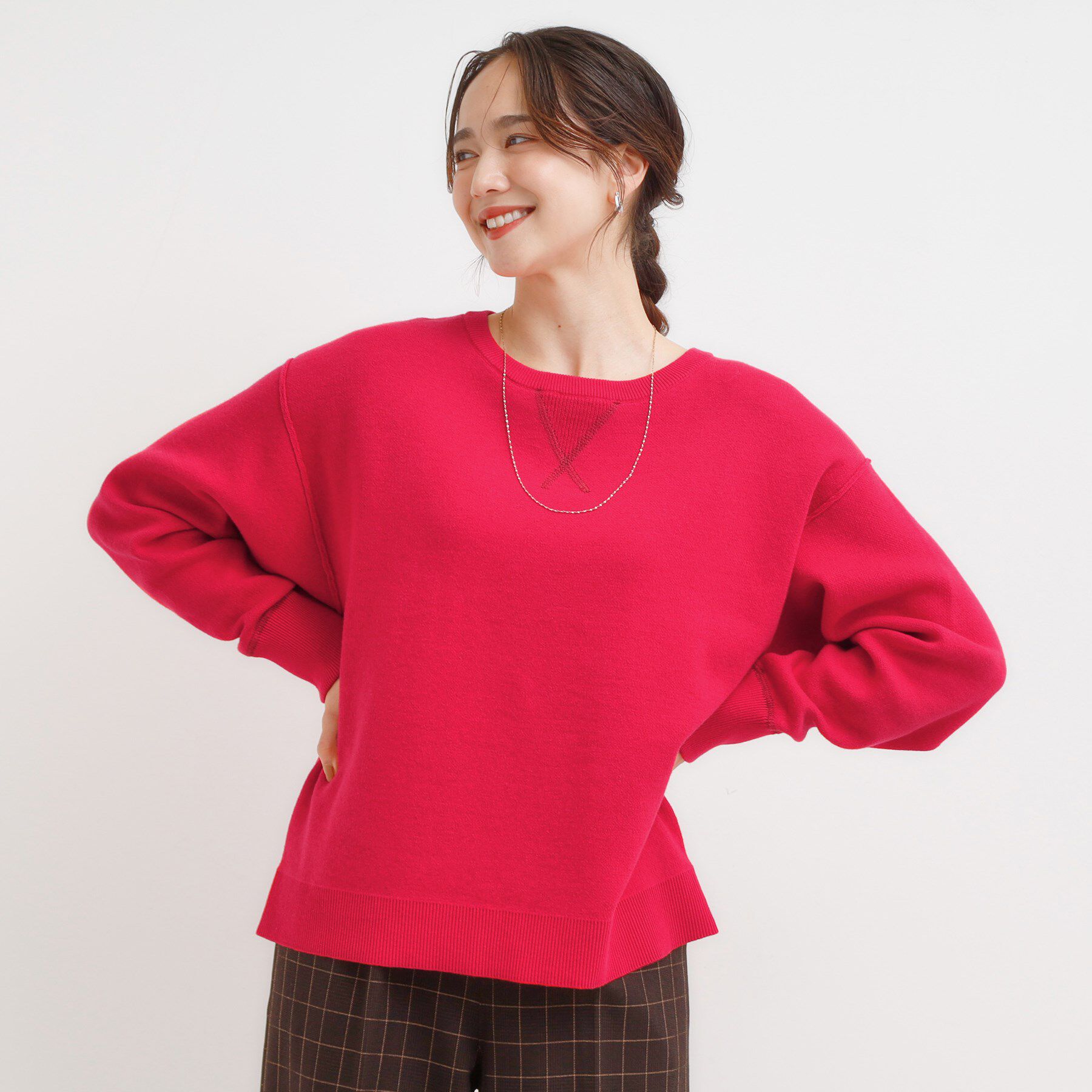 SHOO･LA･RUE「【洗濯機可/ちくちくしにくい】大人カジュアルを叶える スウェットライクニット」|ニット・セーター|