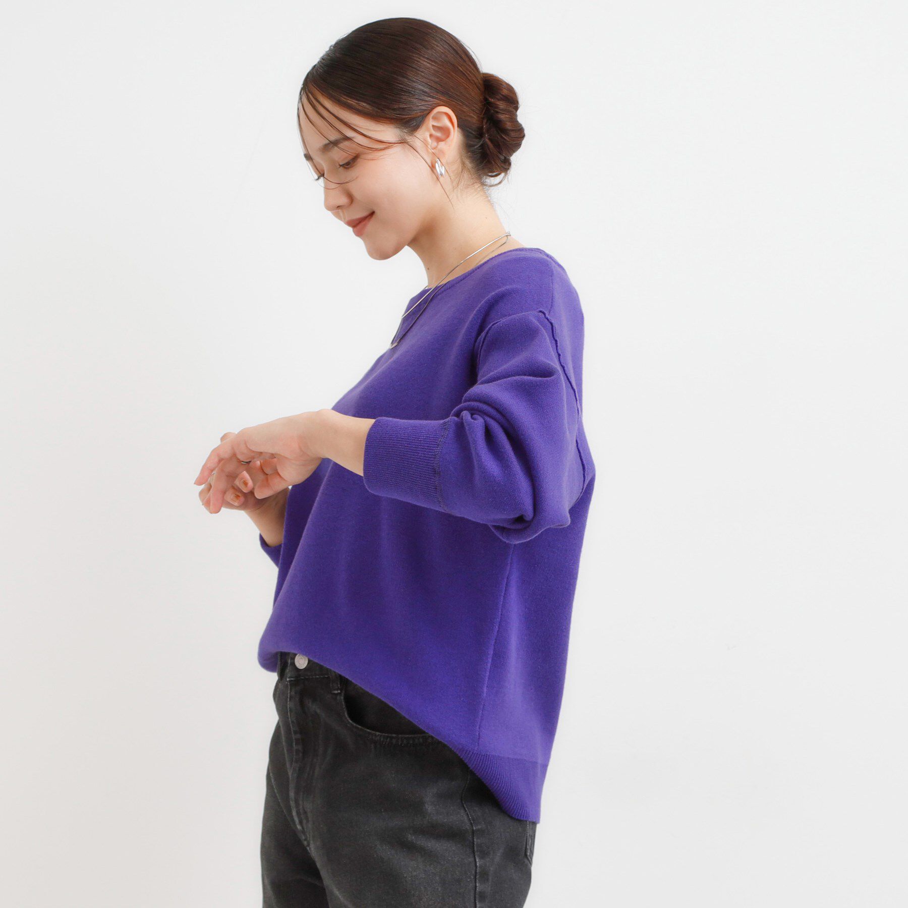 SHOO･LA･RUE「【洗濯機可/ちくちくしにくい】大人カジュアルを叶える スウェットライクニット」|ニット・セーター|