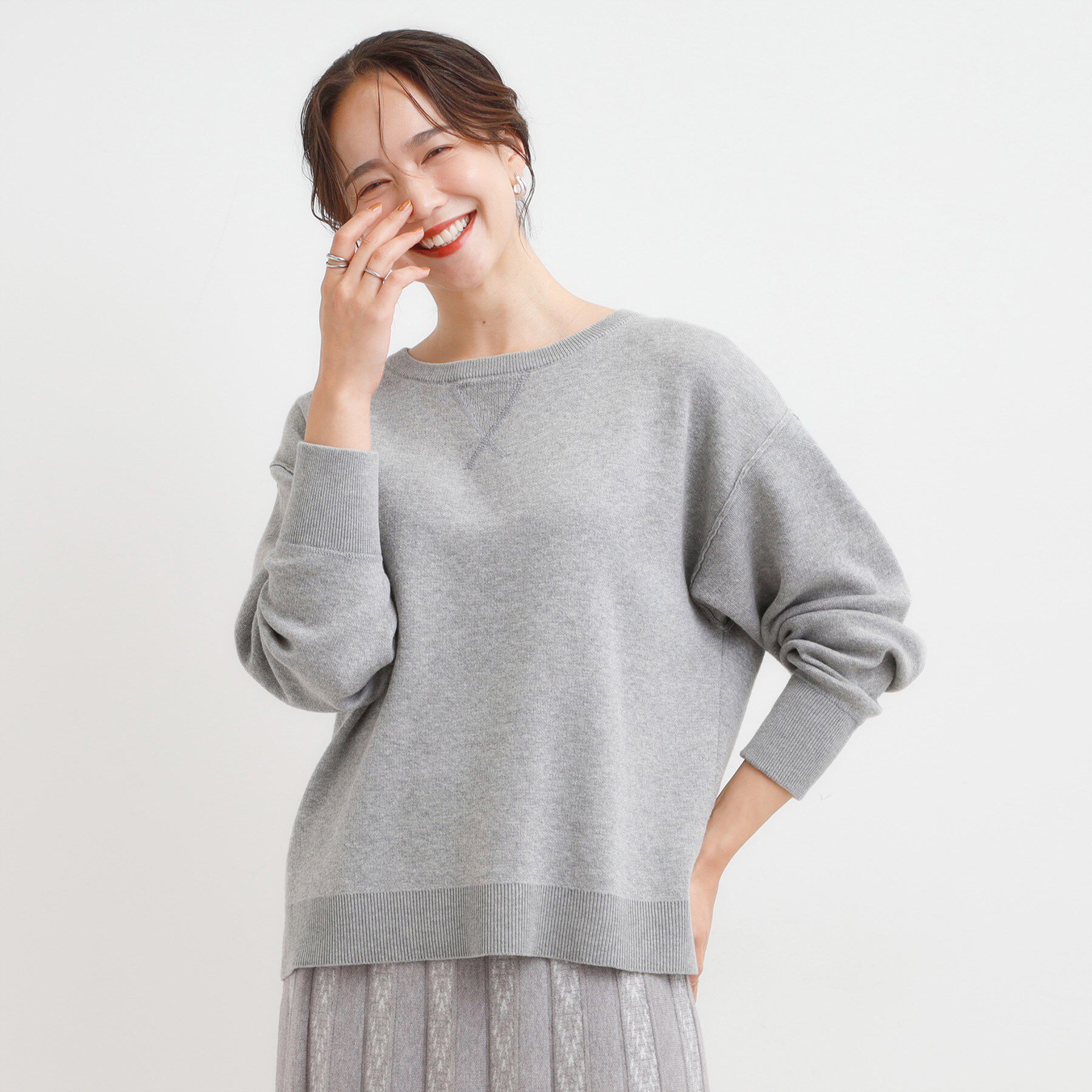 SHOO･LA･RUE「【洗濯機可/ちくちくしにくい】大人カジュアルを叶える スウェットライクニット」|ニット・セーター|