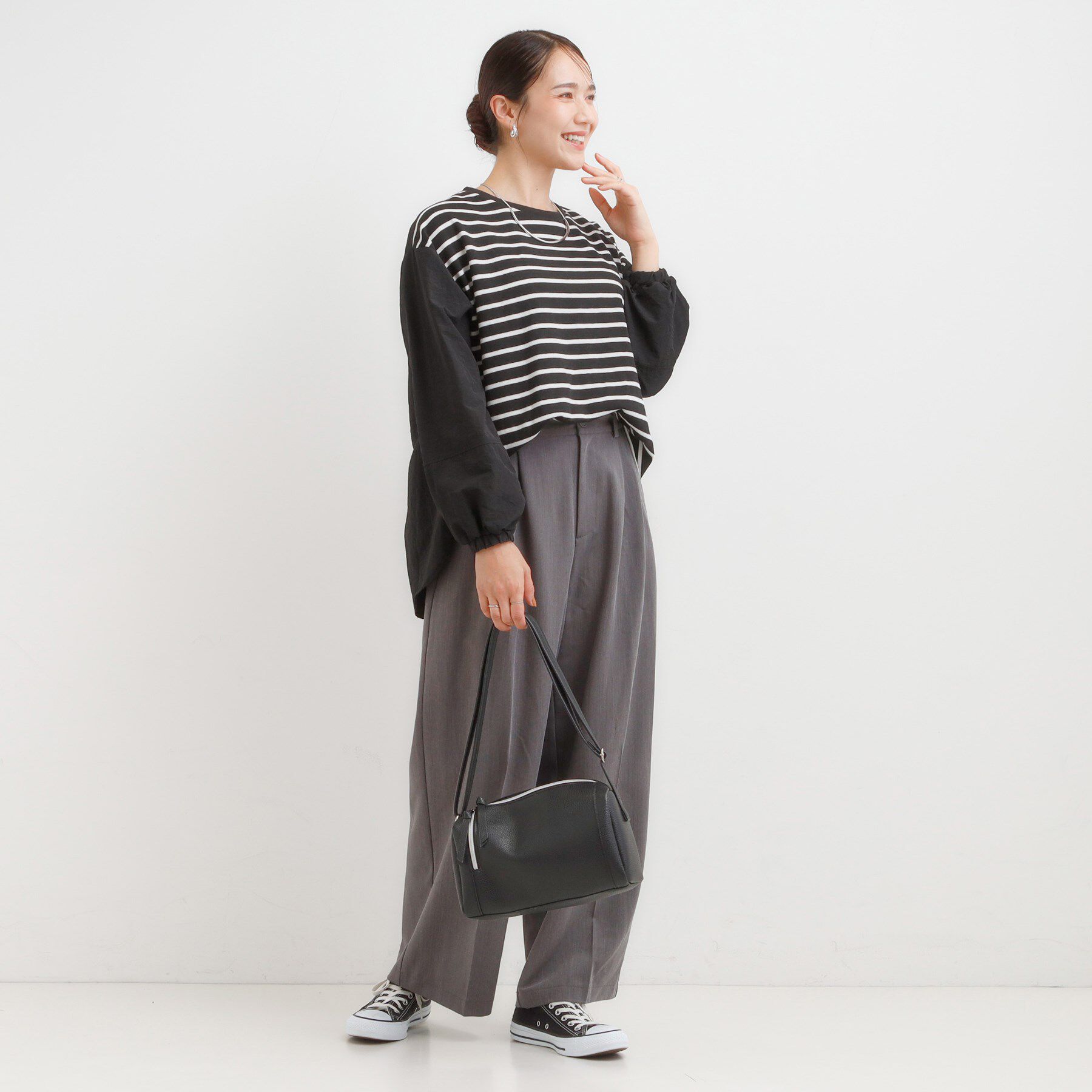 SHOO･LA･RUE「【洗える/S-LL】背中タック入り パフ袖プルオーバー」|Tシャツ・カットソー|