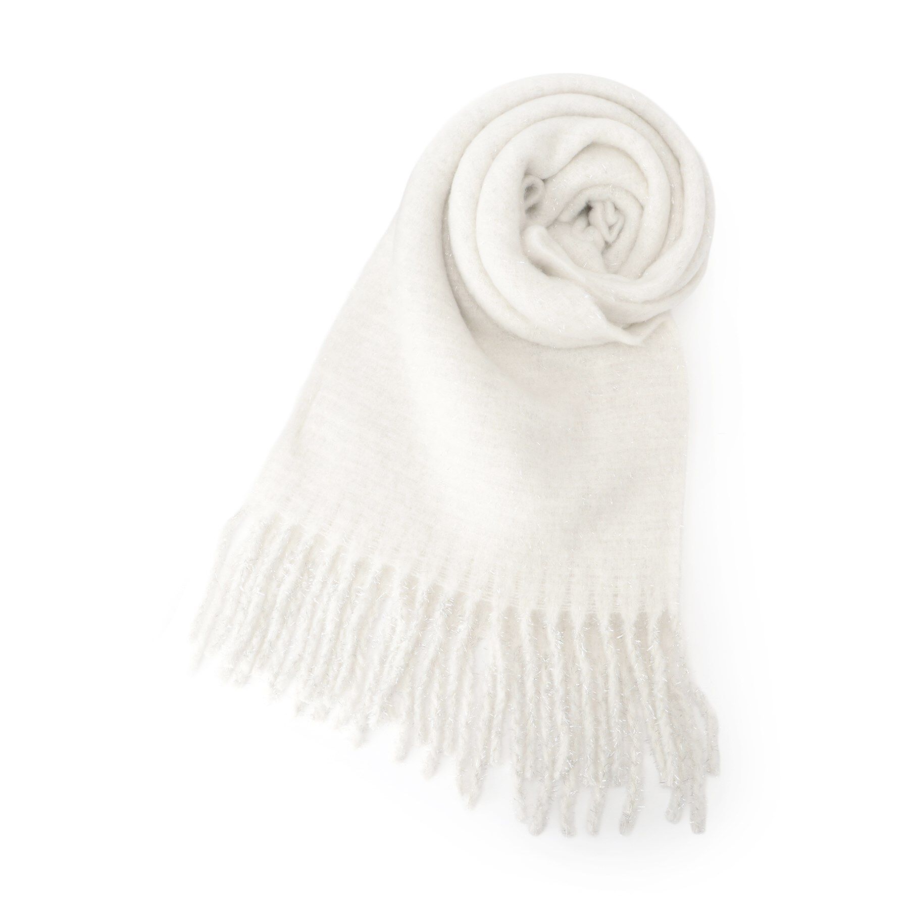 SHOO･LA･RUE「太フリンジラメストール」|ストール|アイボリー(004)