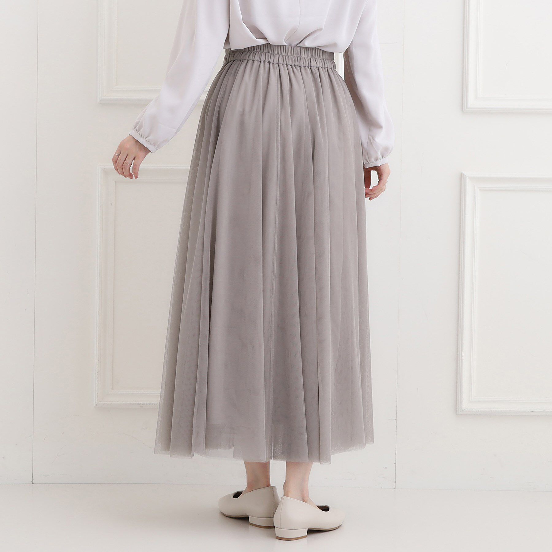 SHOO･LA･RUE「【洗濯機可】滑らか軽やか シーン問わず着られるチュールギャザースカート」|スカート|