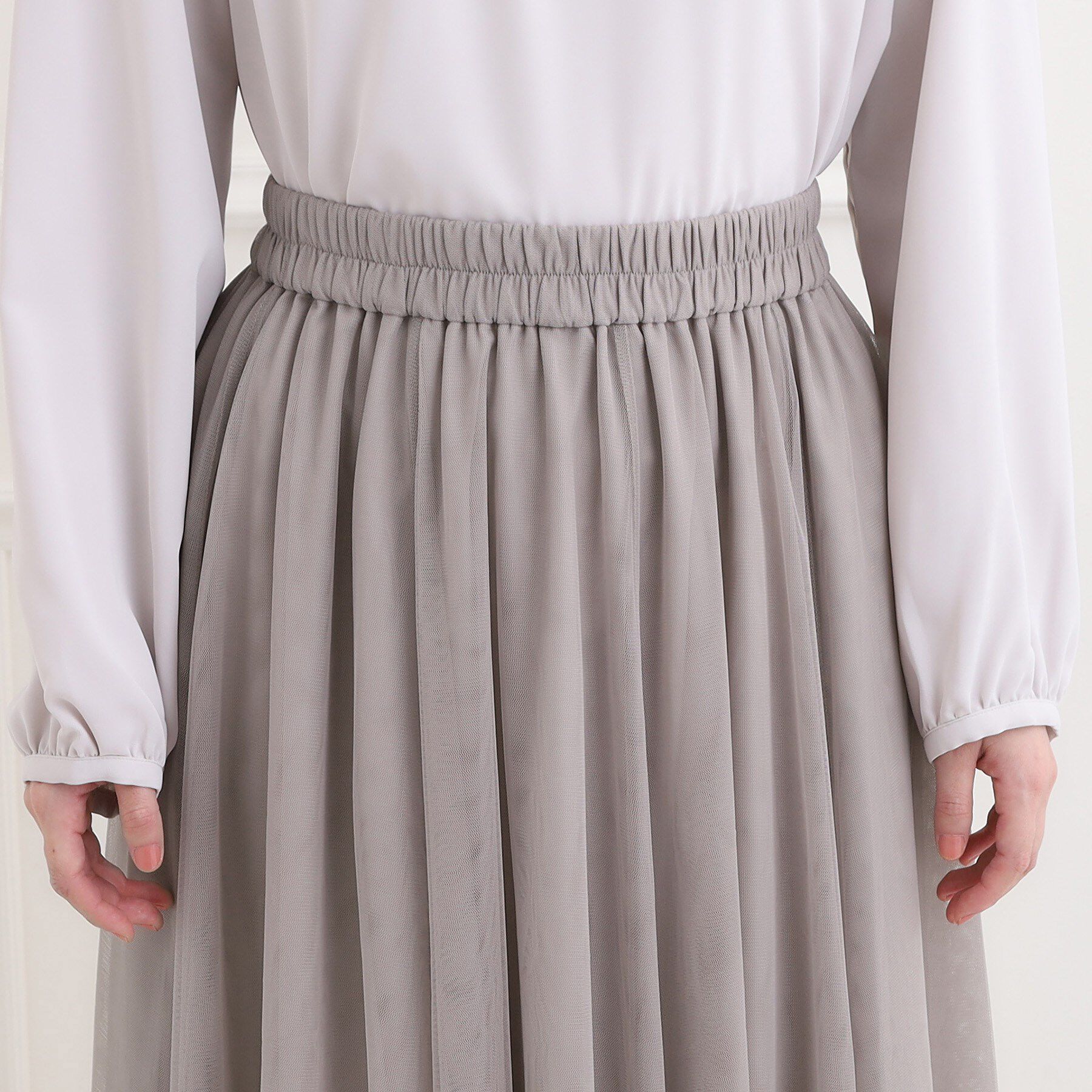 SHOO･LA･RUE「【洗濯機可】滑らか軽やか シーン問わず着られるチュールギャザースカート」|スカート|