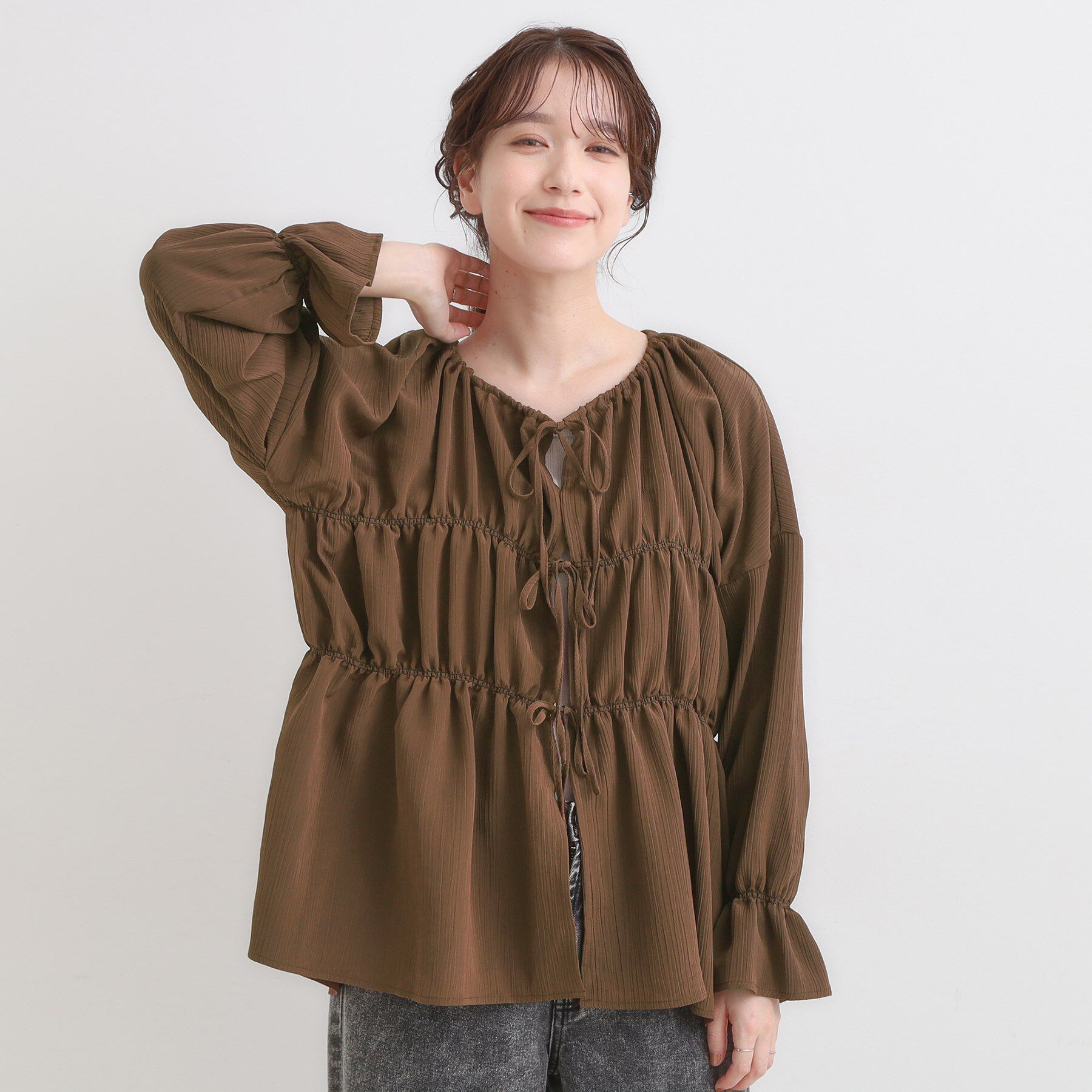 SHOO･LA･RUE「シャーリングデザインブラウス」|シャツ・ブラウス|