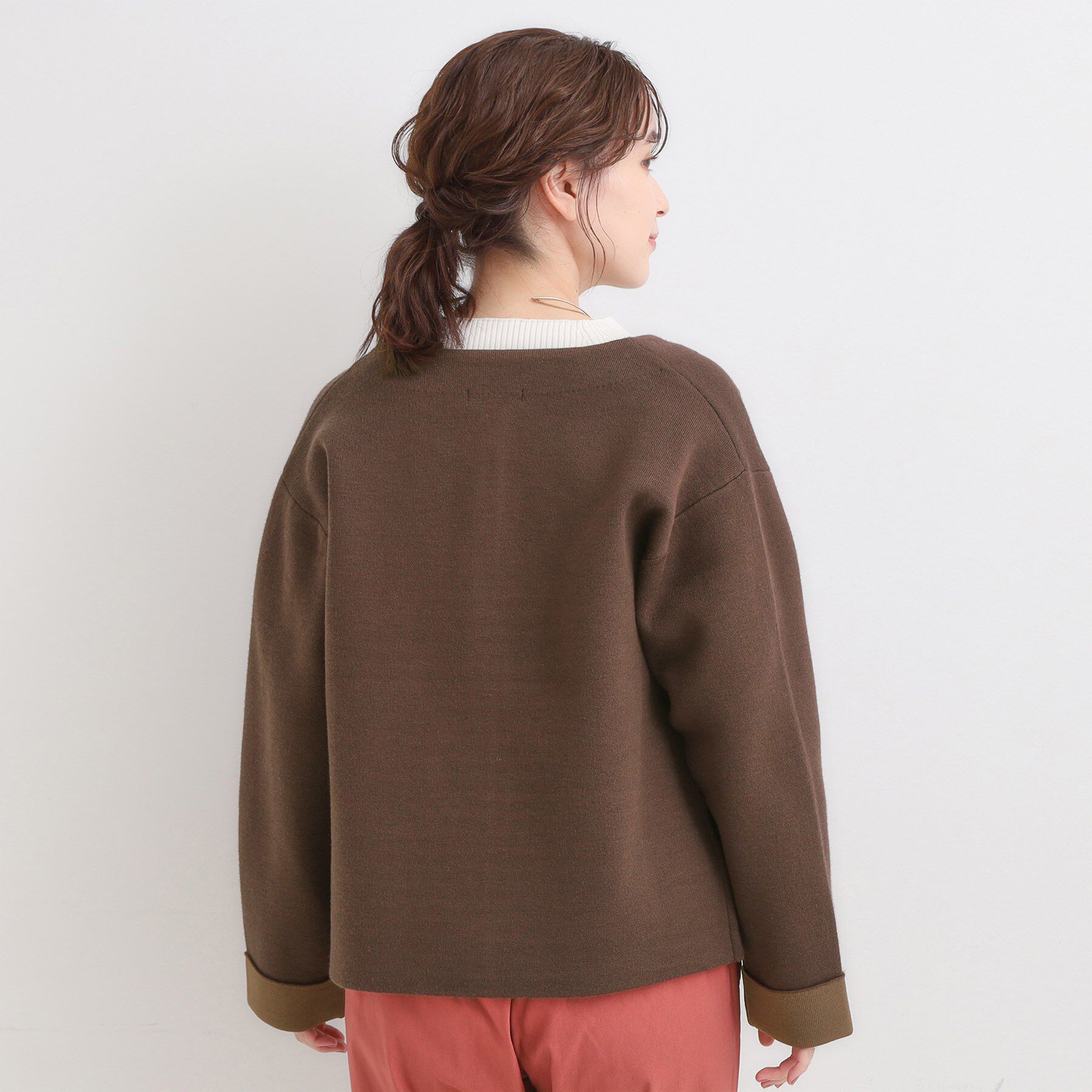 SHOO･LA･RUE「ゴールドボタンがアクセント ダブルフェイスニットカーディガン」|カーディガン|