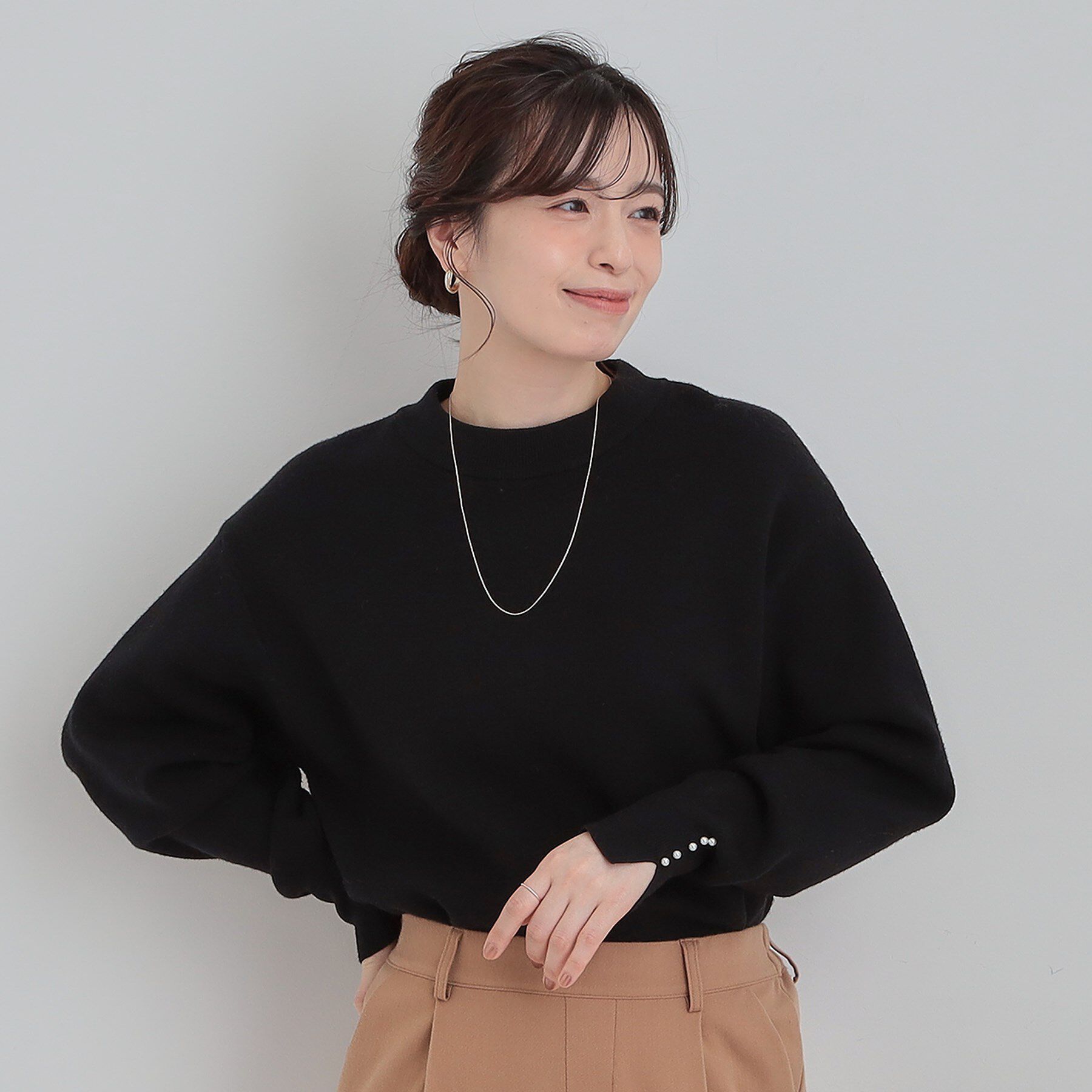 SHOO･LA･RUE「【セットアップ可/S-LL】インせず着られる 洗えるもちもち裾ラウンドニット」|ニット・セーター|