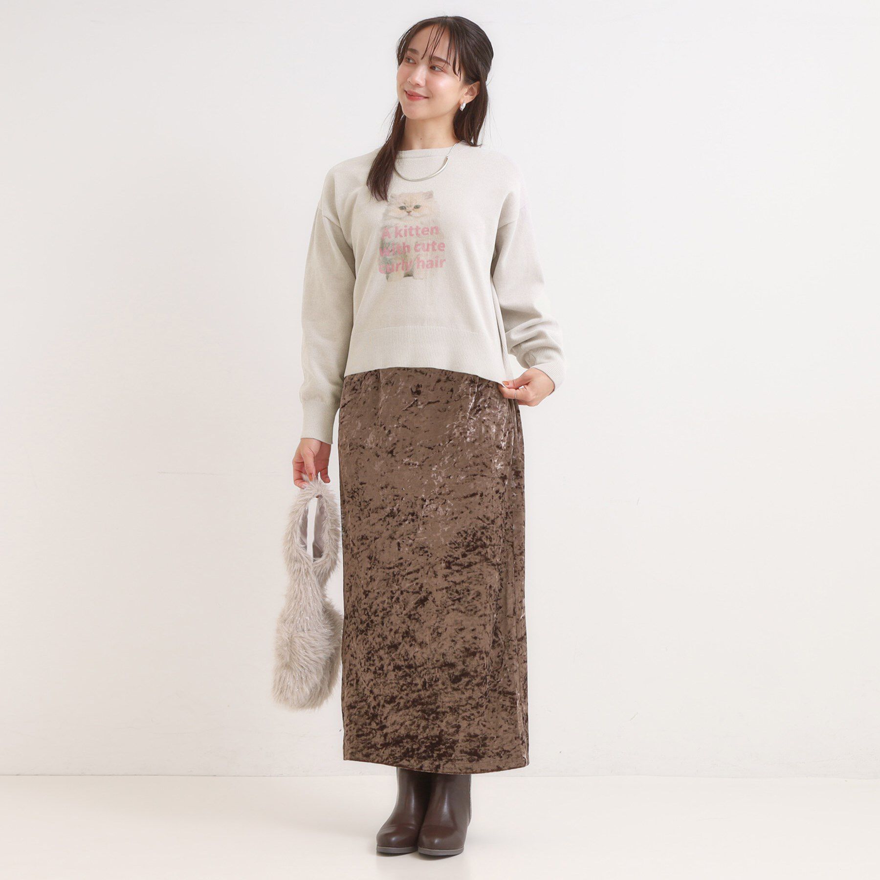 SHOO･LA･RUE「【S-LL】アニマルプリントが目を惹く 柔らかモールニット」|ニット・セーター|