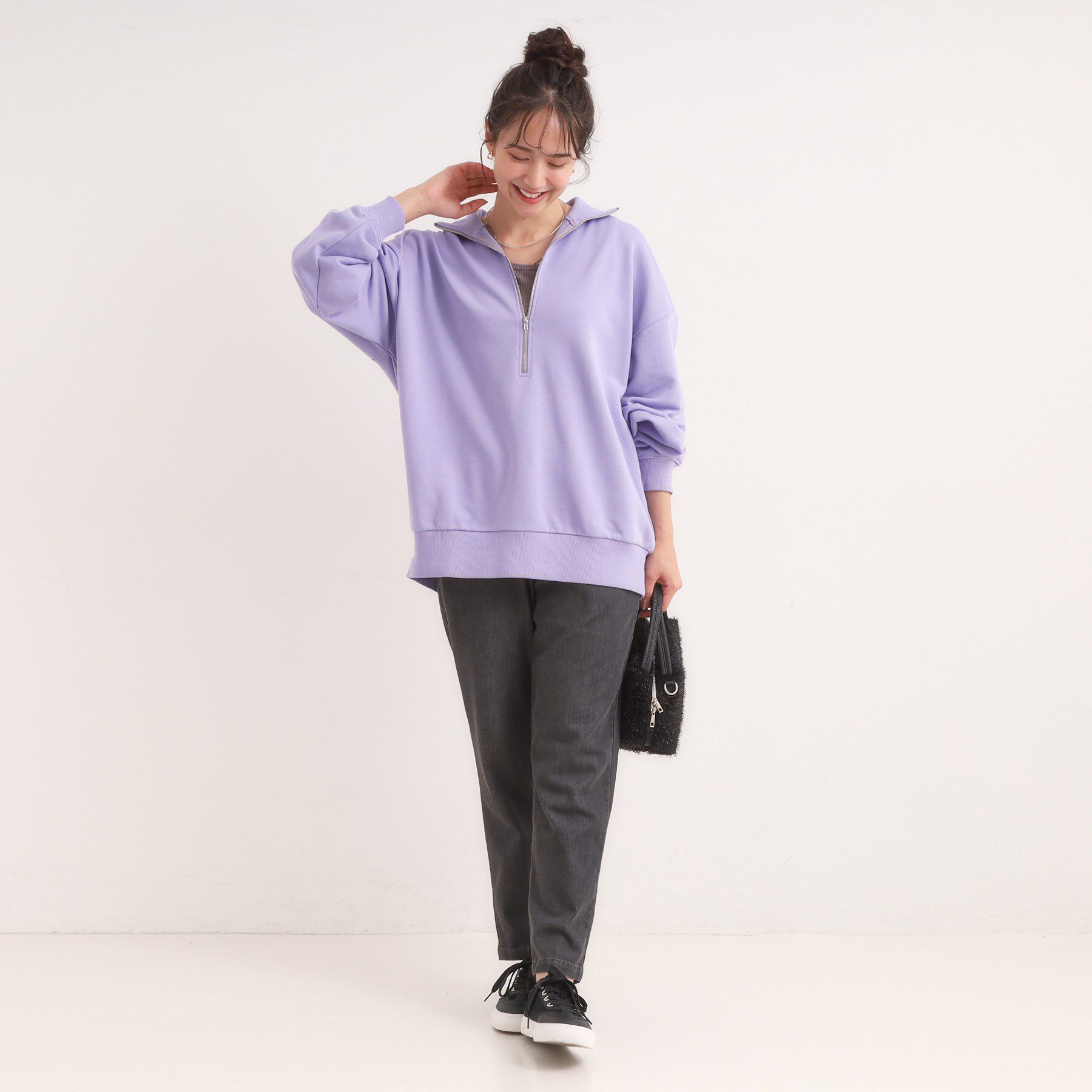 SHOO･LA･RUE「8色の選べる楽しさ ハーフジップ オーバーサイズスウェット」|パーカー|