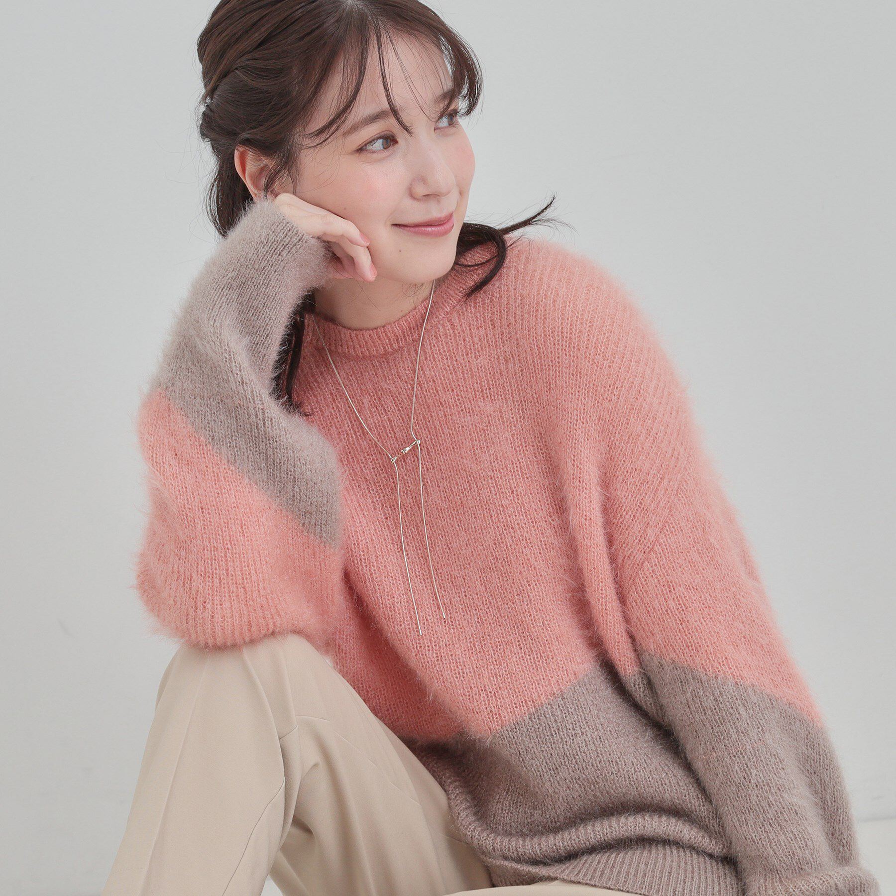 SHOO･LA･RUE「【S-LL/ゆったり】ふわふわシャギー 大人レディなニット」|ニット・セーター|ピンク(372)
