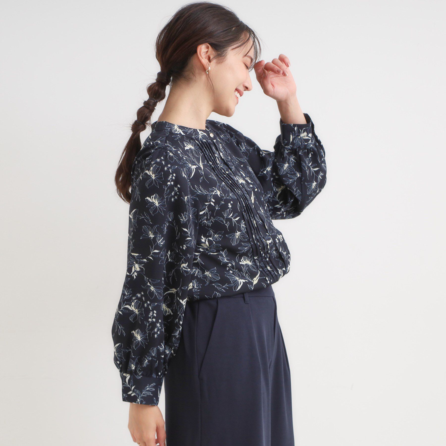 SHOO･LA･RUE「【セットアップ可】ピンタックバンドカラーブラウス」|シャツ・ブラウス|