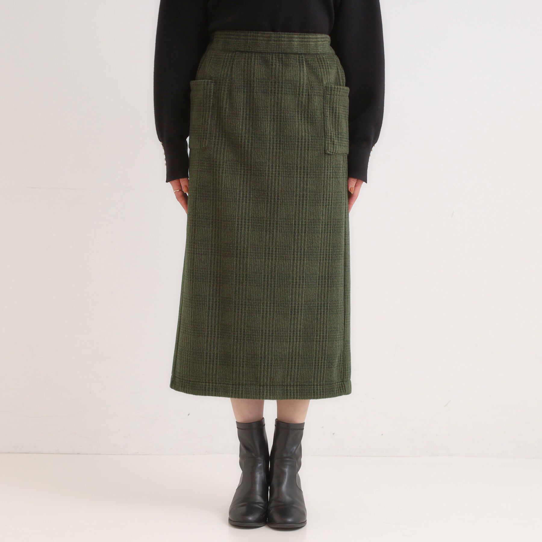 SHOO･LA･RUE「【S-LL/あったか】大人レディな着こなしに シャギーチェックスカート」|スカート|