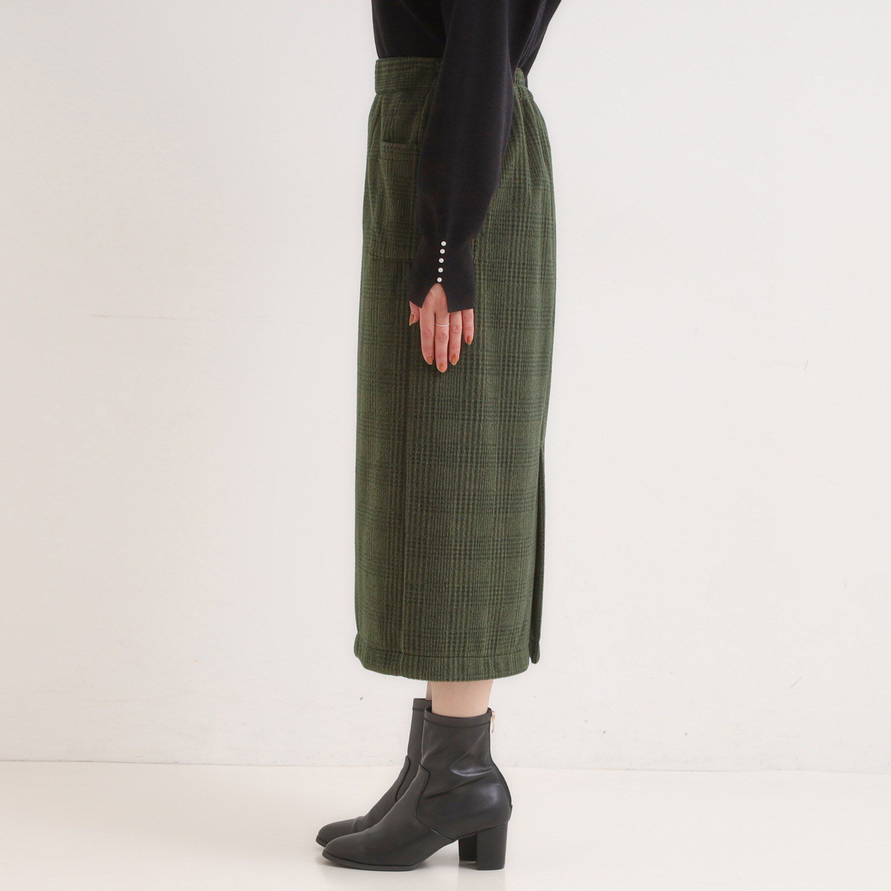 SHOO･LA･RUE「【S-LL/あったか】大人レディな着こなしに シャギーチェックスカート」|スカート|