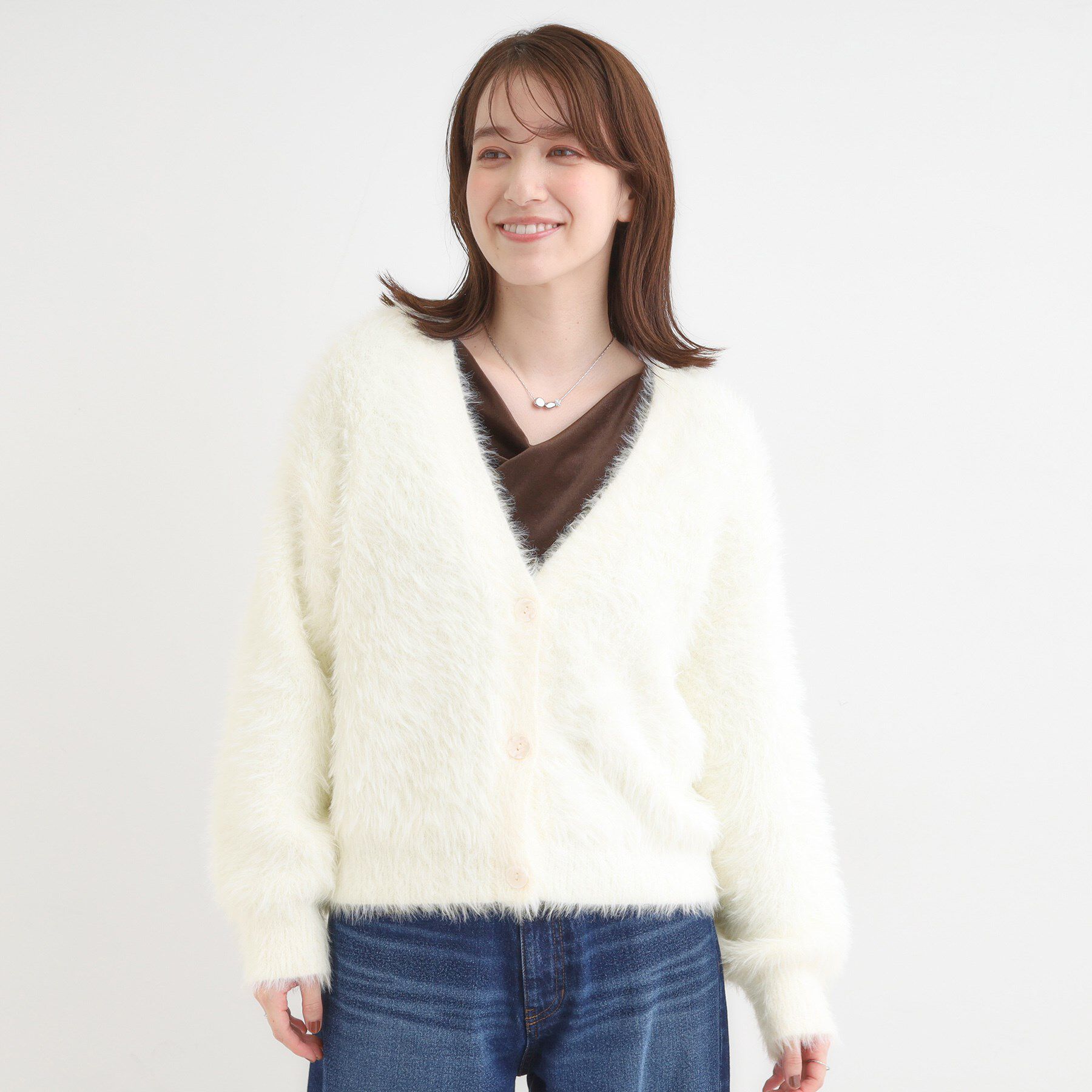 SHOO･LA･RUE「フェザーVネックカーディガン」|カーディガン|