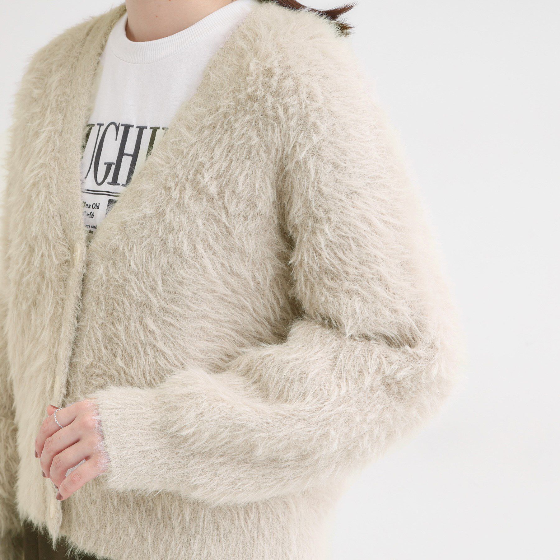 SHOO･LA･RUE「フェザーVネックカーディガン」|カーディガン|