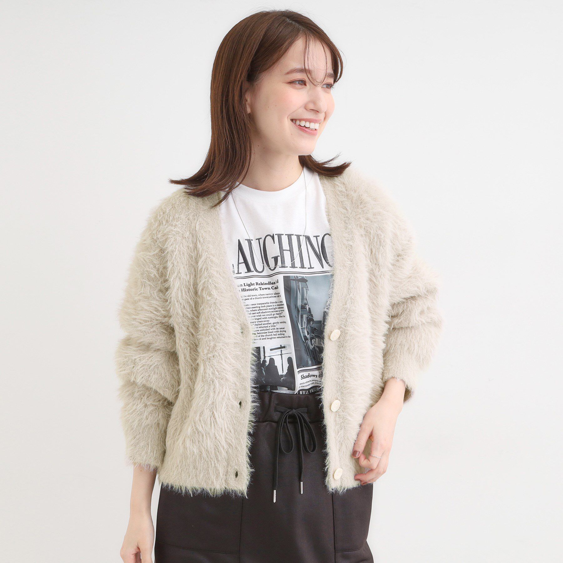 SHOO･LA･RUE「フェザーVネックカーディガン」|カーディガン|