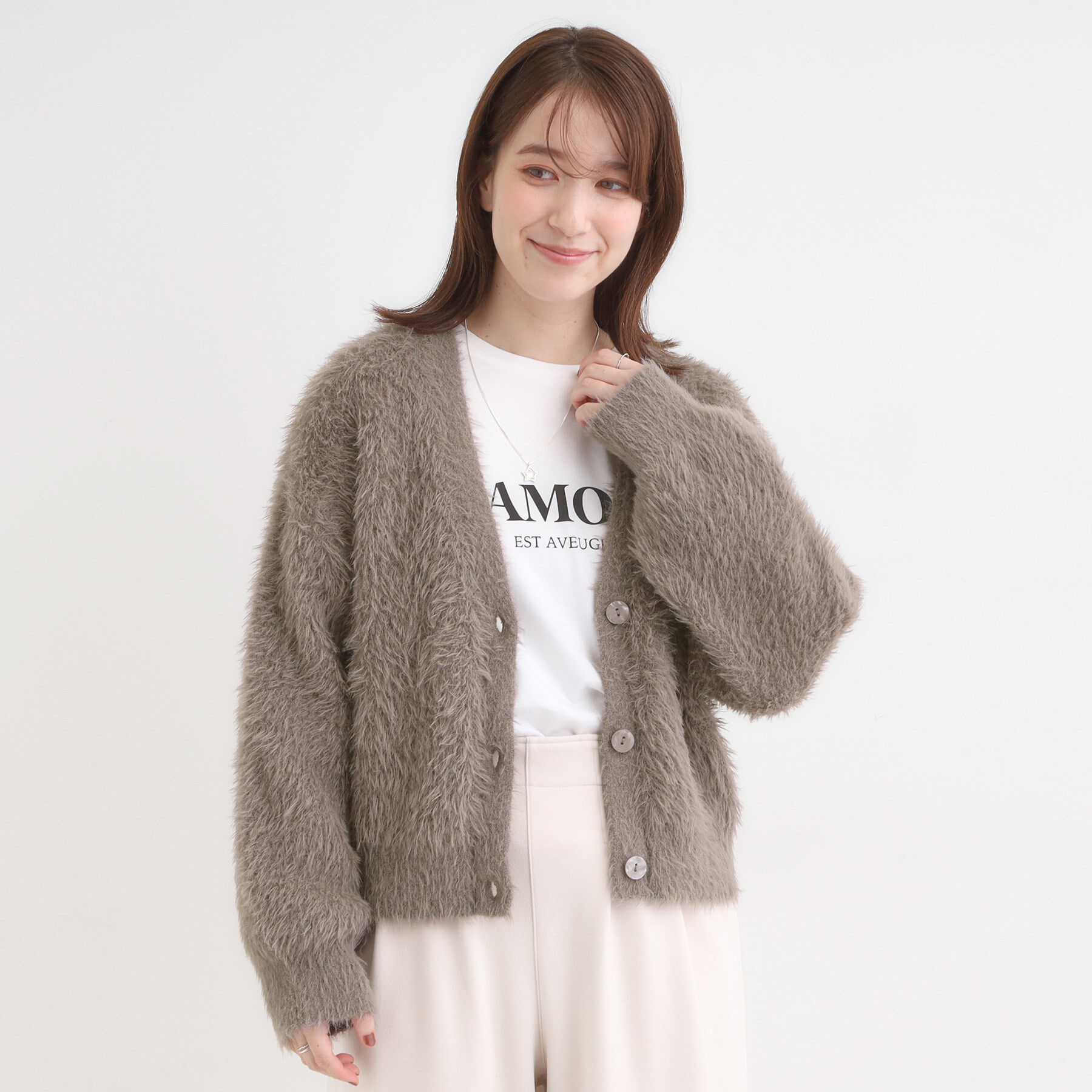 SHOO･LA･RUE「フェザーVネックカーディガン」|カーディガン|