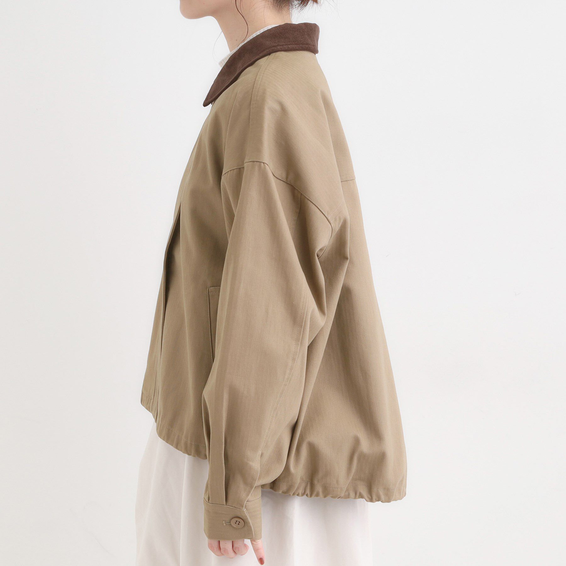 SHOO･LA･RUE「配色衿 ヘリンボーンカバーオール」|ブルゾン・スタジャン|