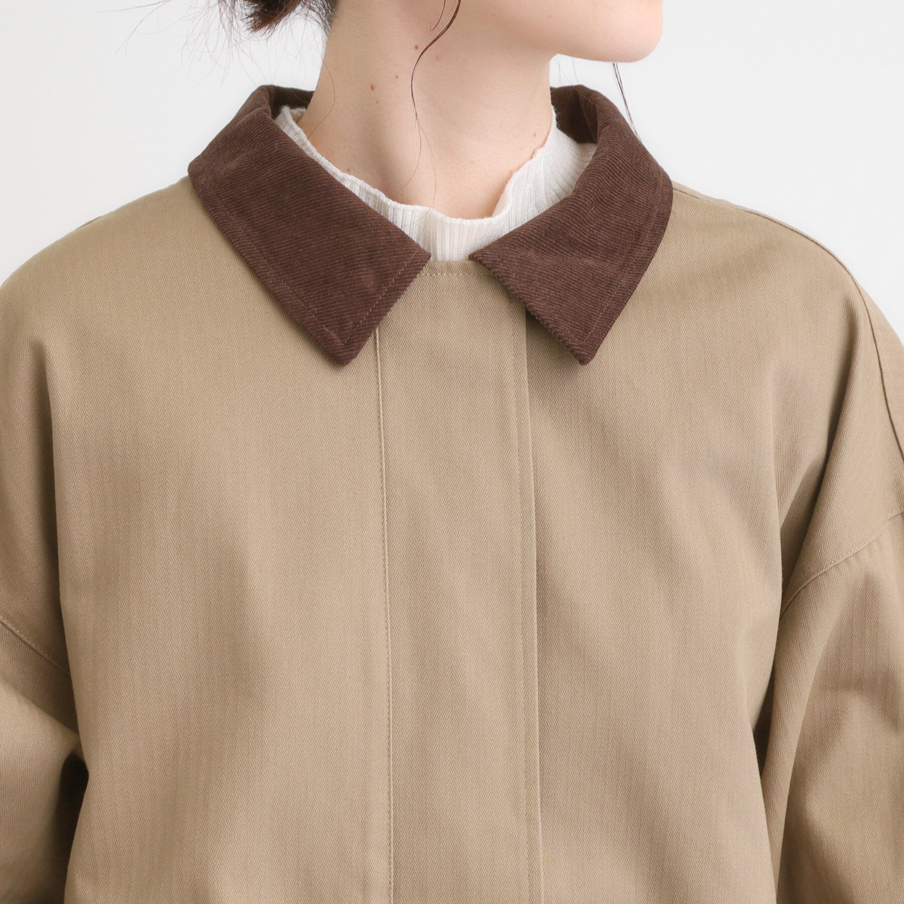 SHOO･LA･RUE「配色衿 ヘリンボーンカバーオール」|ブルゾン・スタジャン|