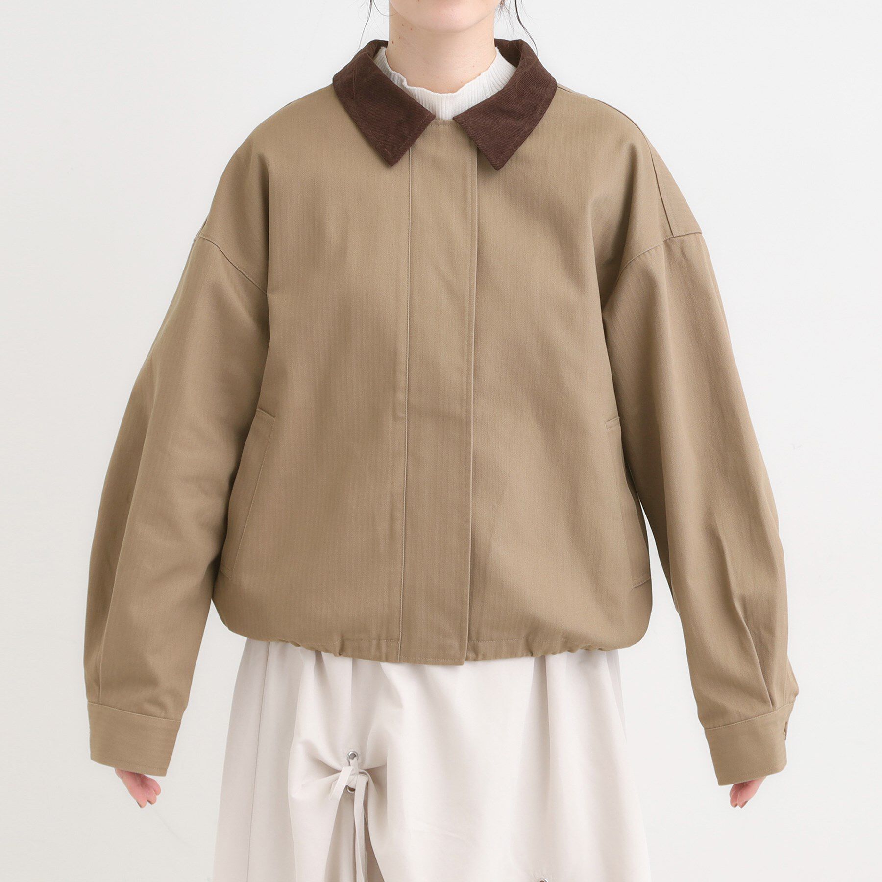 SHOO･LA･RUE「配色衿 ヘリンボーンカバーオール」|ブルゾン・スタジャン|