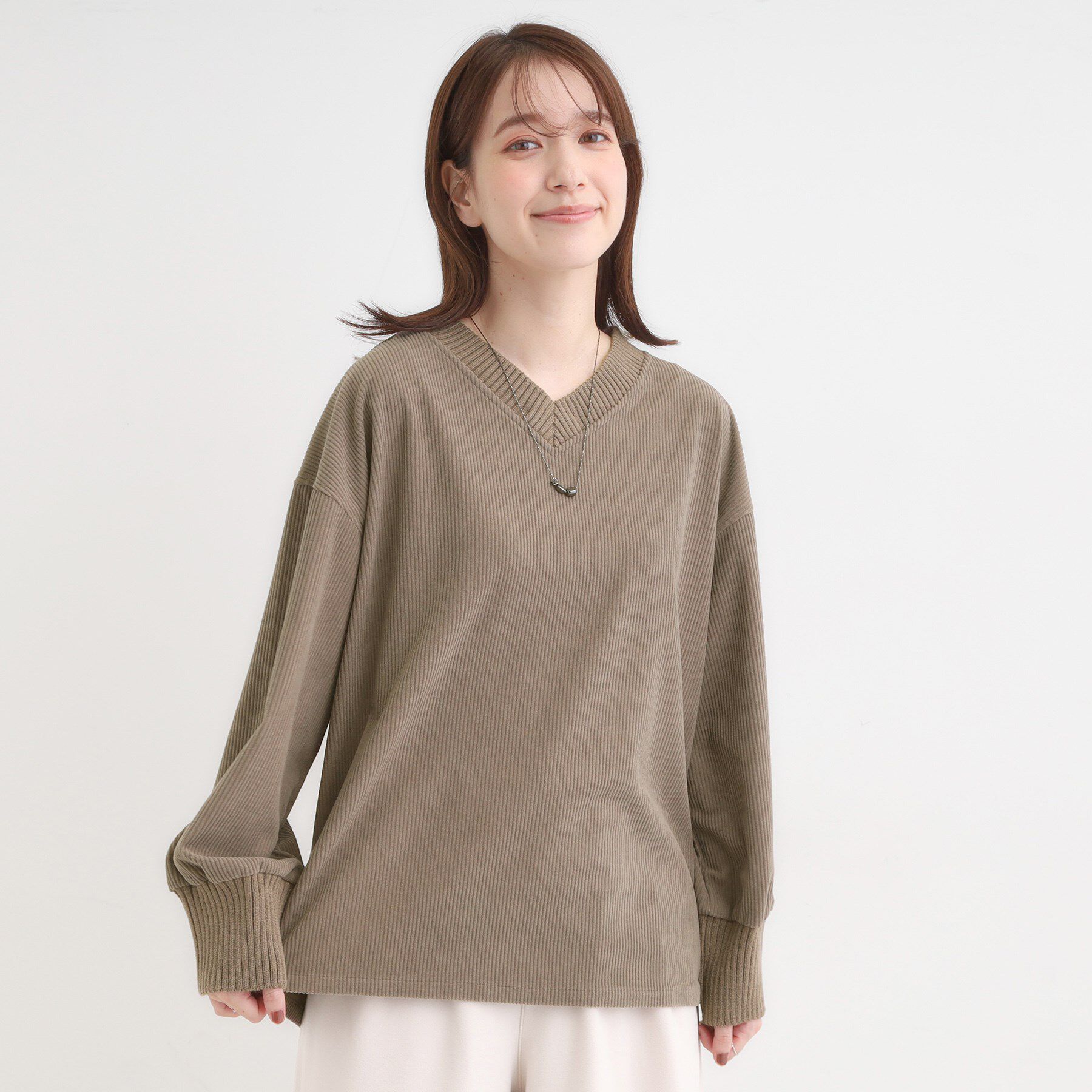 SHOO･LA･RUE「ニットリブコーデュロイトップス」|Tシャツ・カットソー|