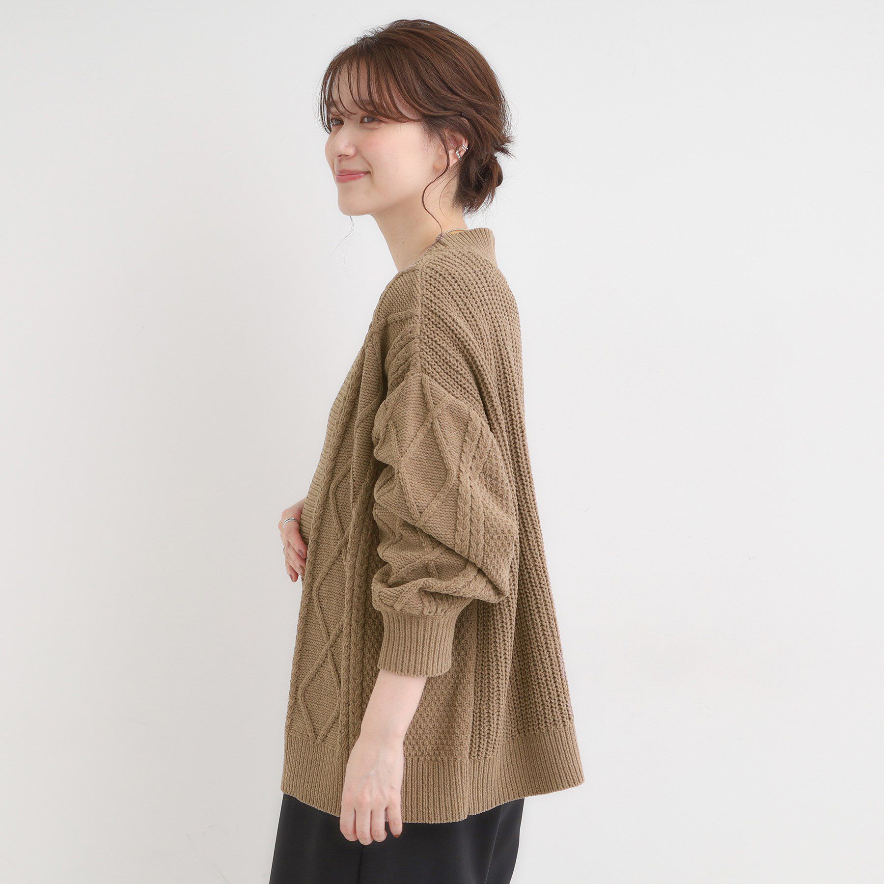 SHOO･LA･RUE「【洗濯機可/S-LL】大人の抜け感 ざっくり編み モールケーブルカーディガン【CIRCRIC】」|カーディガン|