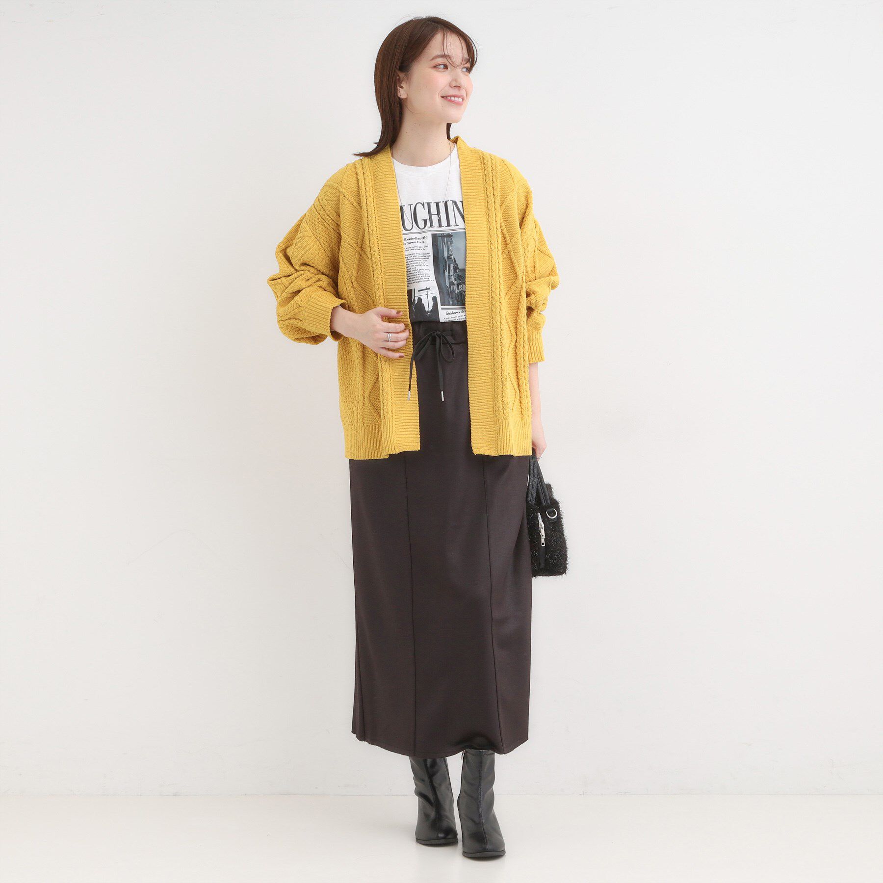 SHOO･LA･RUE「【洗濯機可/S-LL】大人の抜け感 ざっくり編み モールケーブルカーディガン【CIRCRIC】」|カーディガン|