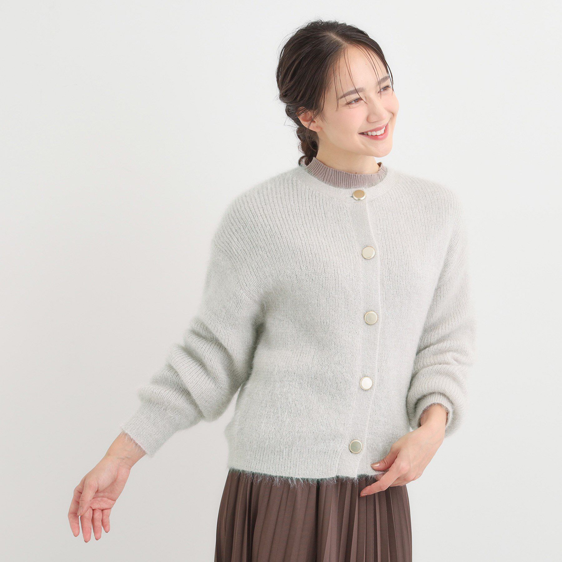 SHOO･LA･RUE「【S-LL】ふわふわシャギー 大人レディなカーディガン」|カーディガン|