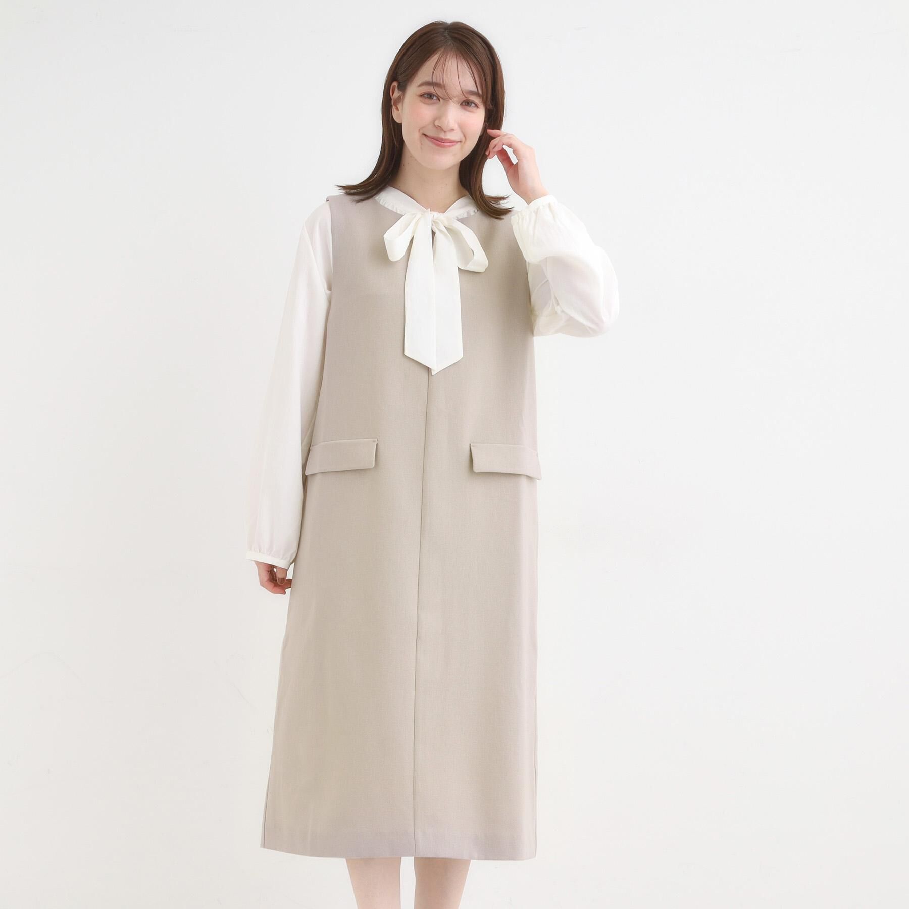 SHOO･LA･RUE「【S-LL】ウール調スキッパージャンスカ」|ワンピース|