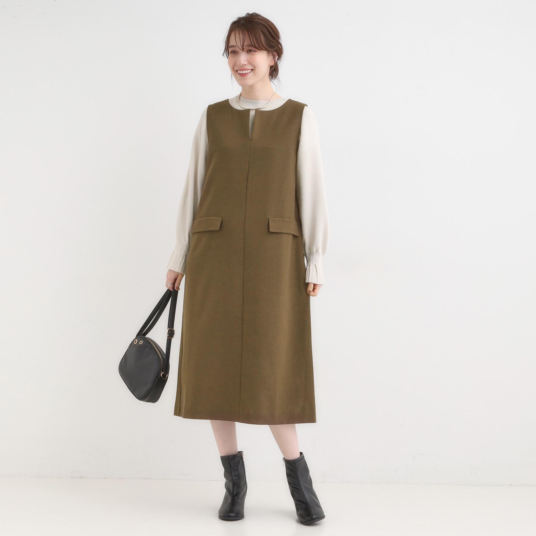 SHOO･LA･RUE「【S-LL】ウール調スキッパージャンスカ」|ワンピース|