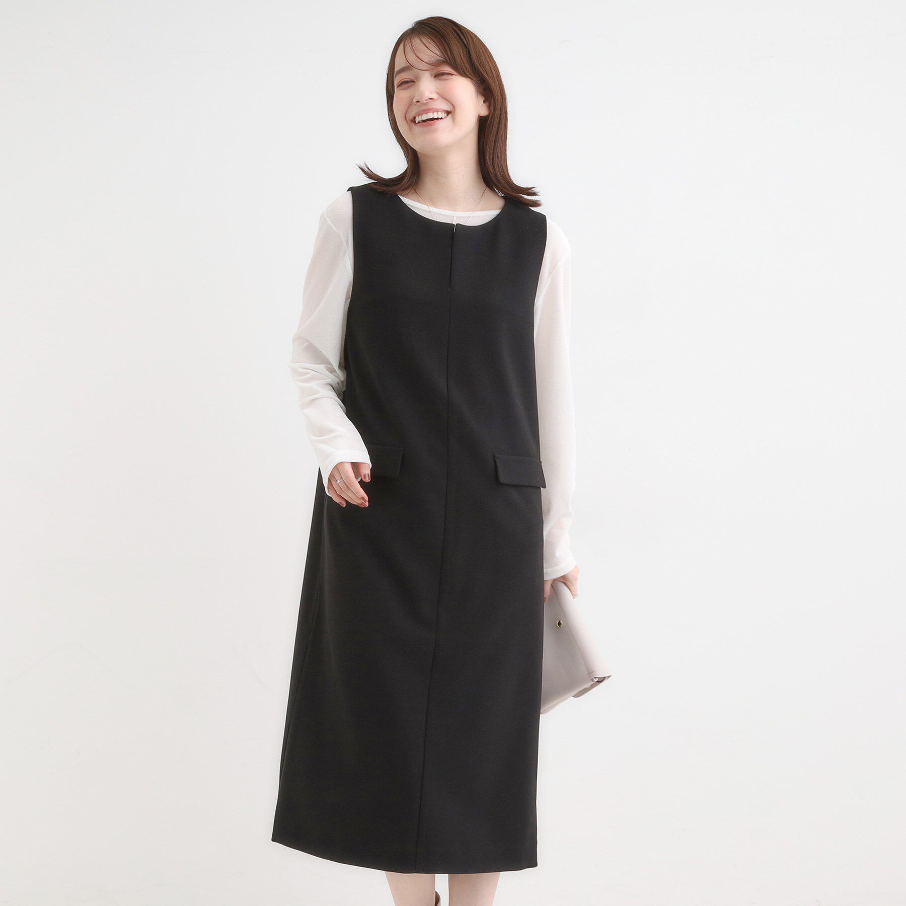 SHOO･LA･RUE「【S-LL】ウール調スキッパージャンスカ」|ワンピース|