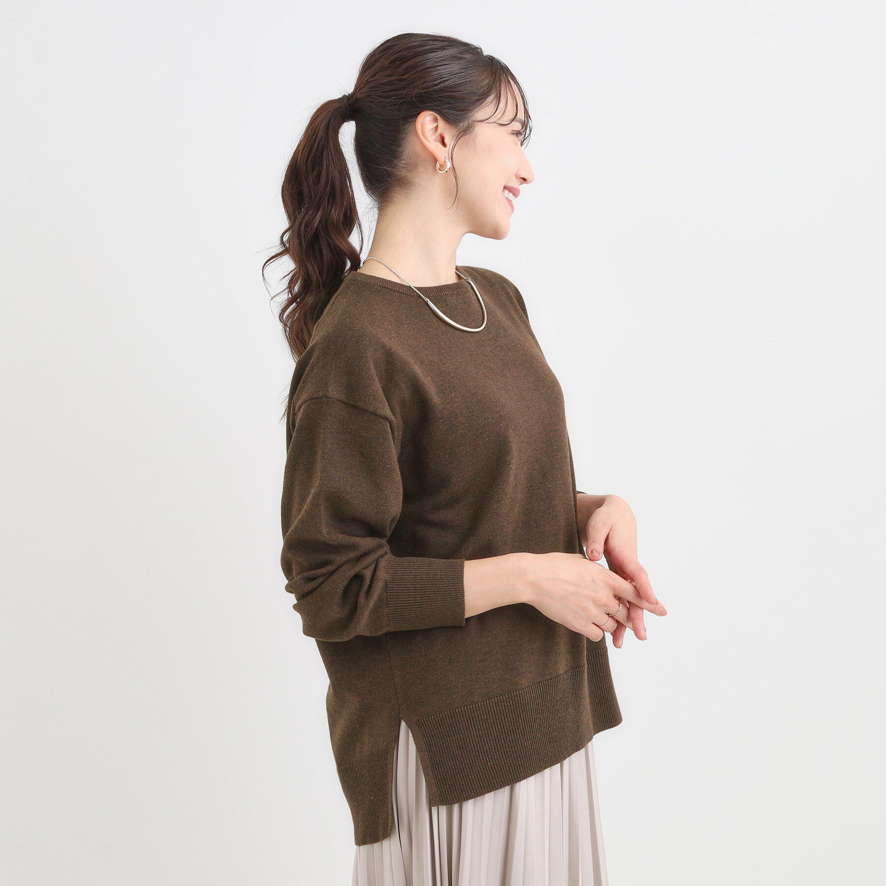 SHOO･LA･RUE「【洗濯機可/毛玉レス】アウトスタイルもきれいに決まる サイドスリットニット【CIRCRIC】」|ニット・セーター|